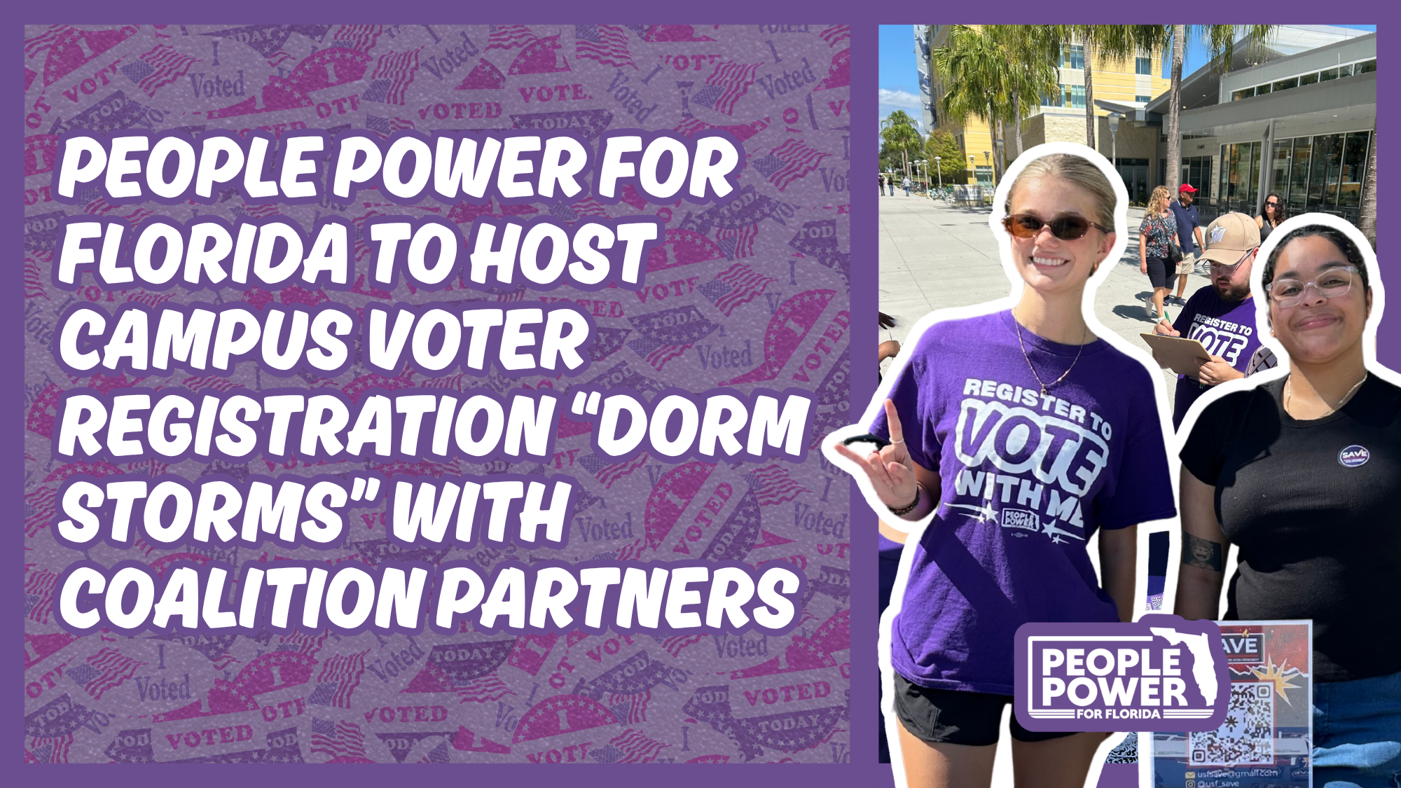 People Power for Florida to Host Campus Voter Registration “Dorm Storms” with Coalition Partners