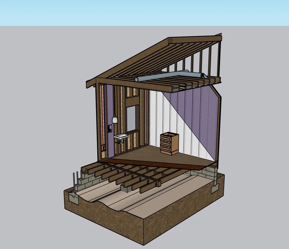 Building Construction Systems foundation -  roof model. Drawn in Sketchup