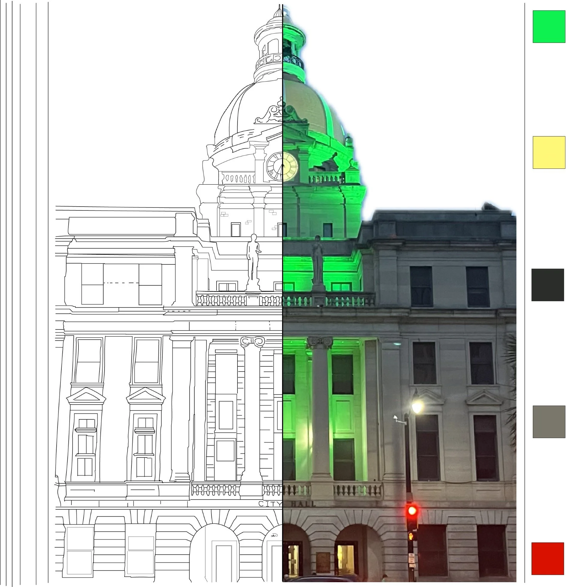 Color theory art project of Savannah City Hall 
