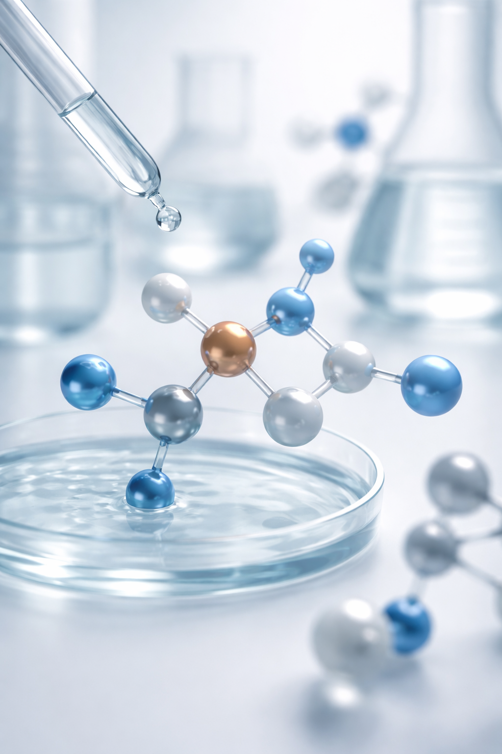 GHK-Cu copper peptide molecule in clinical lab setting supporting skincare science and skin appearance