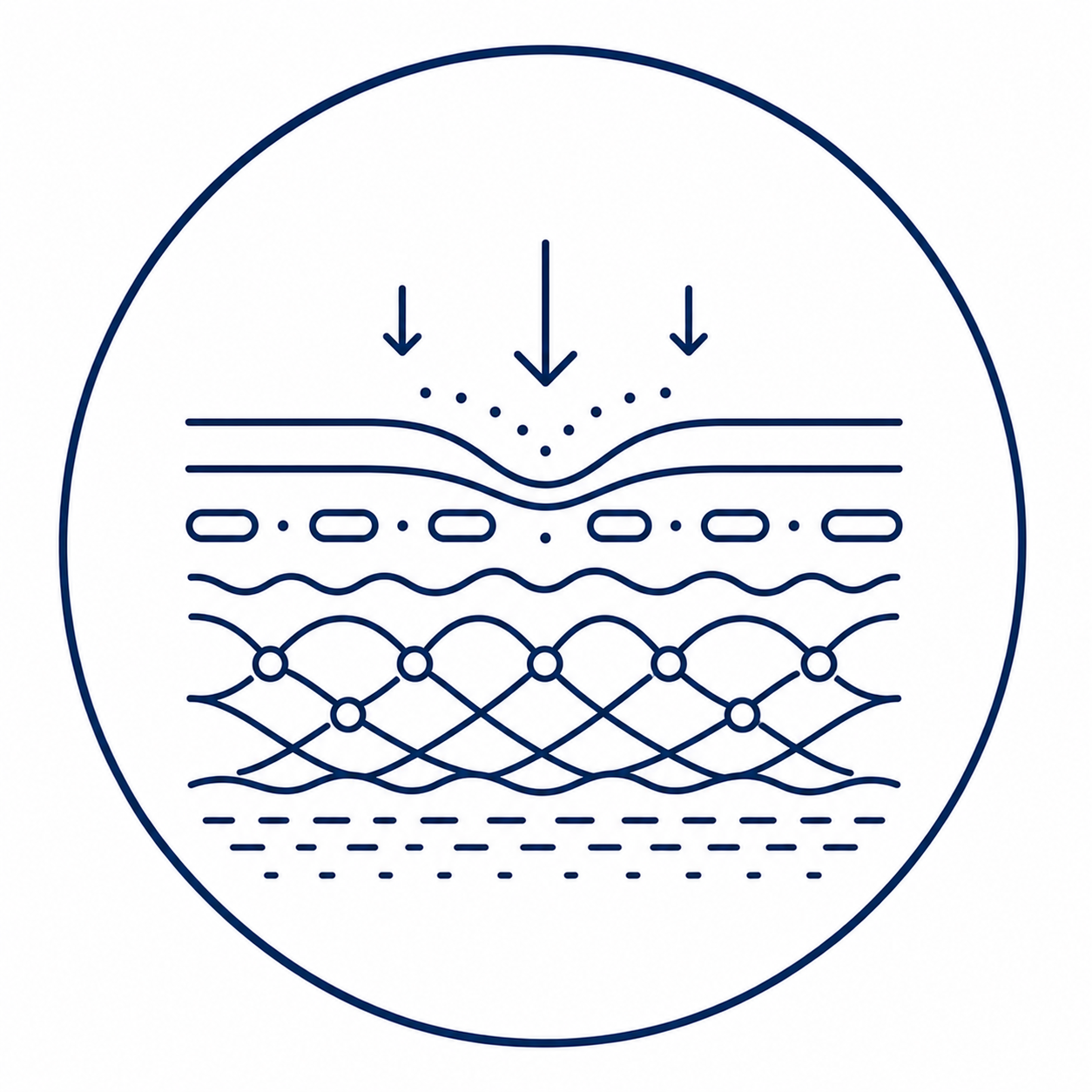 Regeneration response icon showing GHK-Cu supported collagen production, tissue remodeling, extracellular matrix function, and skin repair signaling pathways