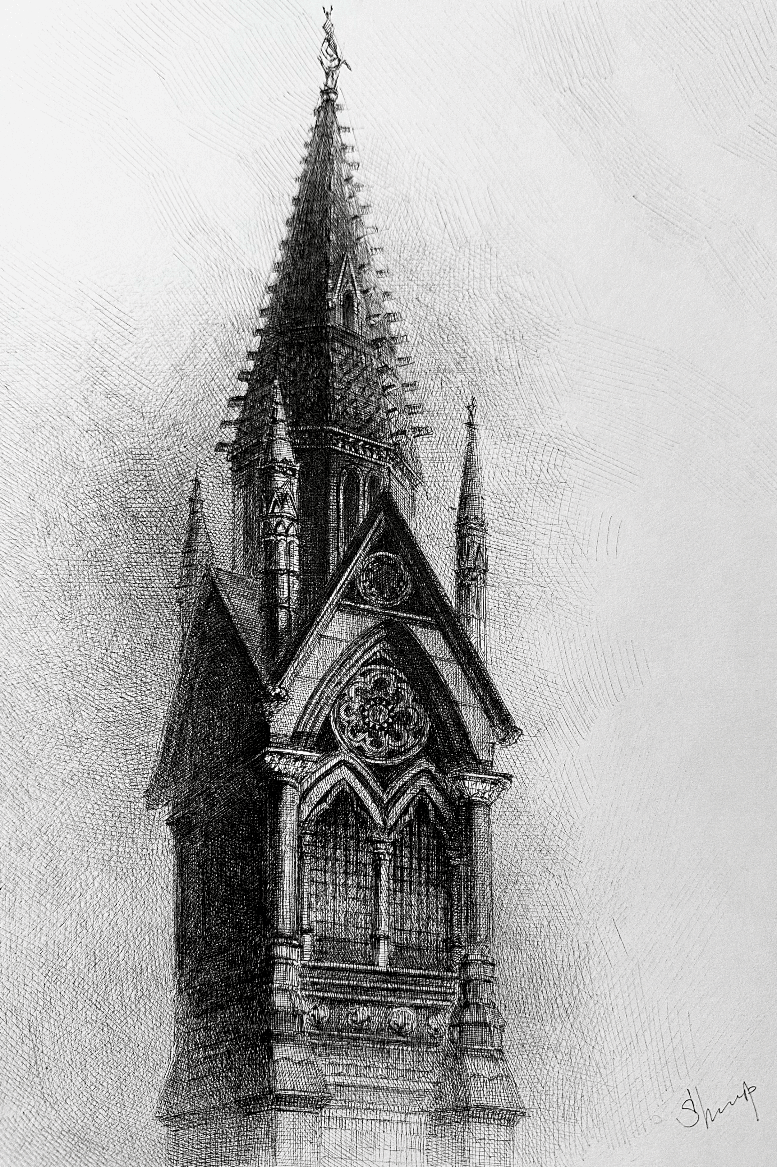 Chamberlain Memorial, Birmingham - Signed Architectural Ink Print