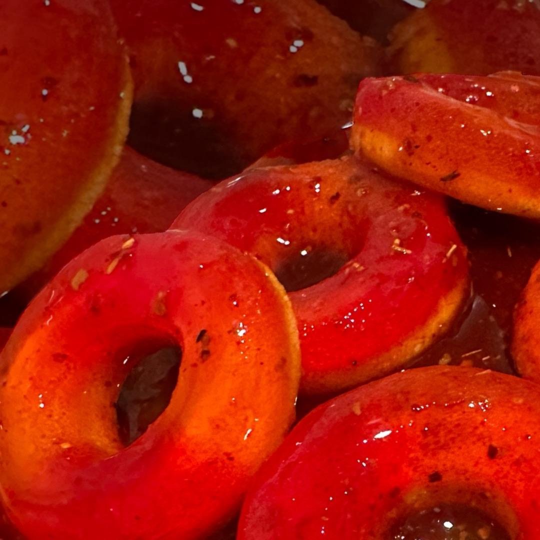 6oz Sweet, Spicy Chamoy Candied Peach Rings, Snack, Sweets, Delicious
