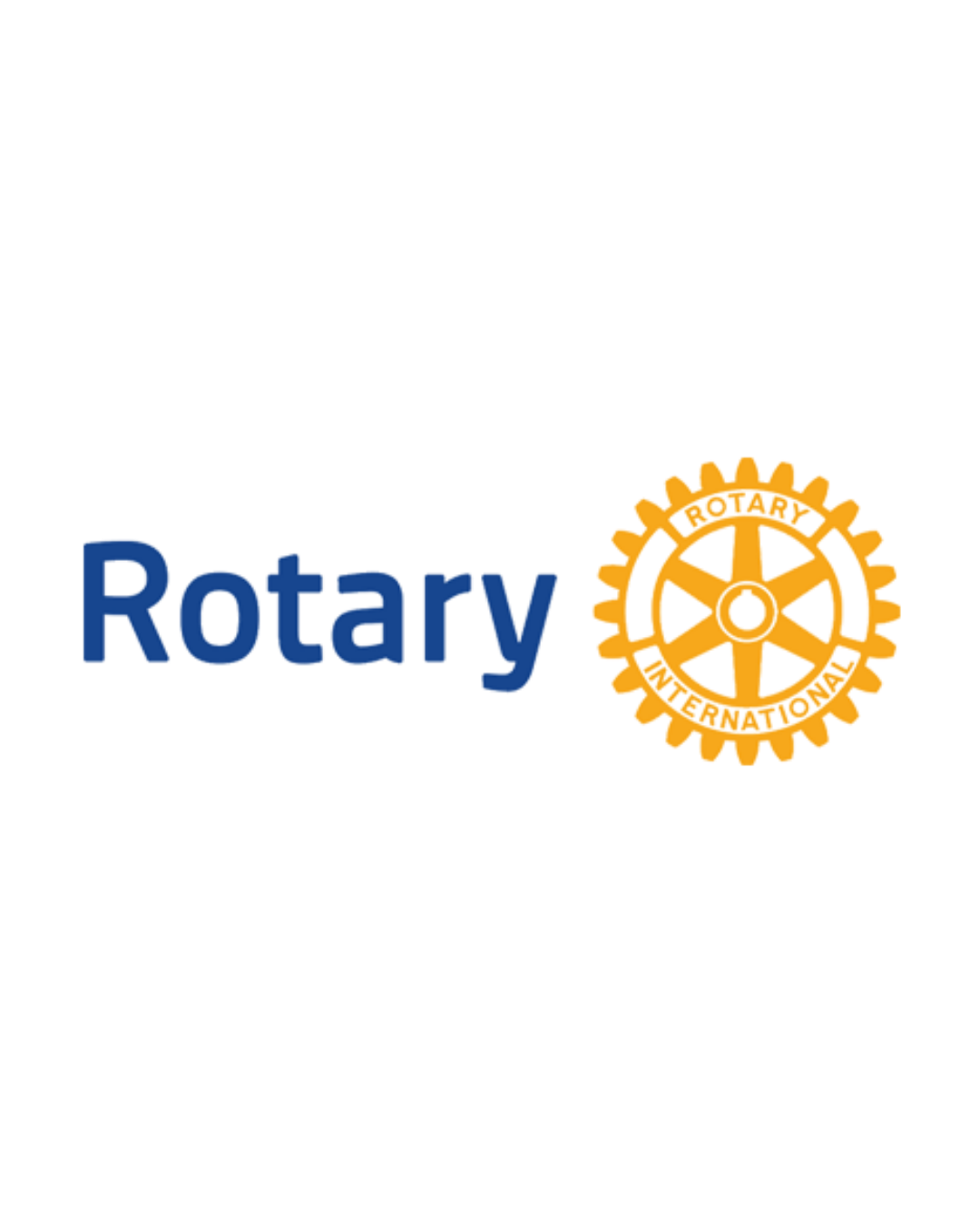 Rotary International logo with blue text and an orange gear emblem.