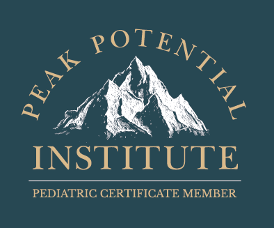 Logo for Peak Potential Institute indicating Pediatric Certificate Member.