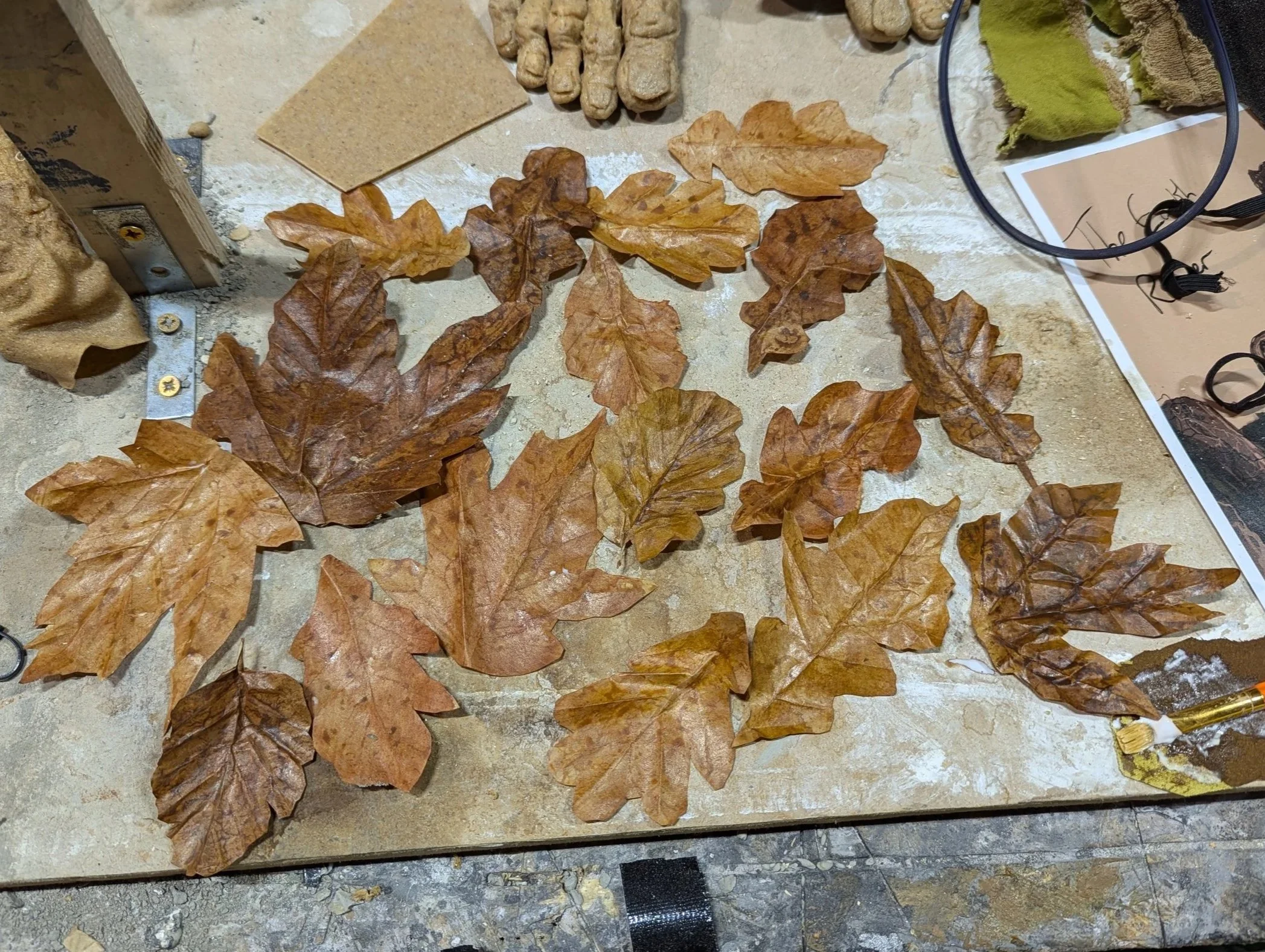 Hand painted brown paper leaves