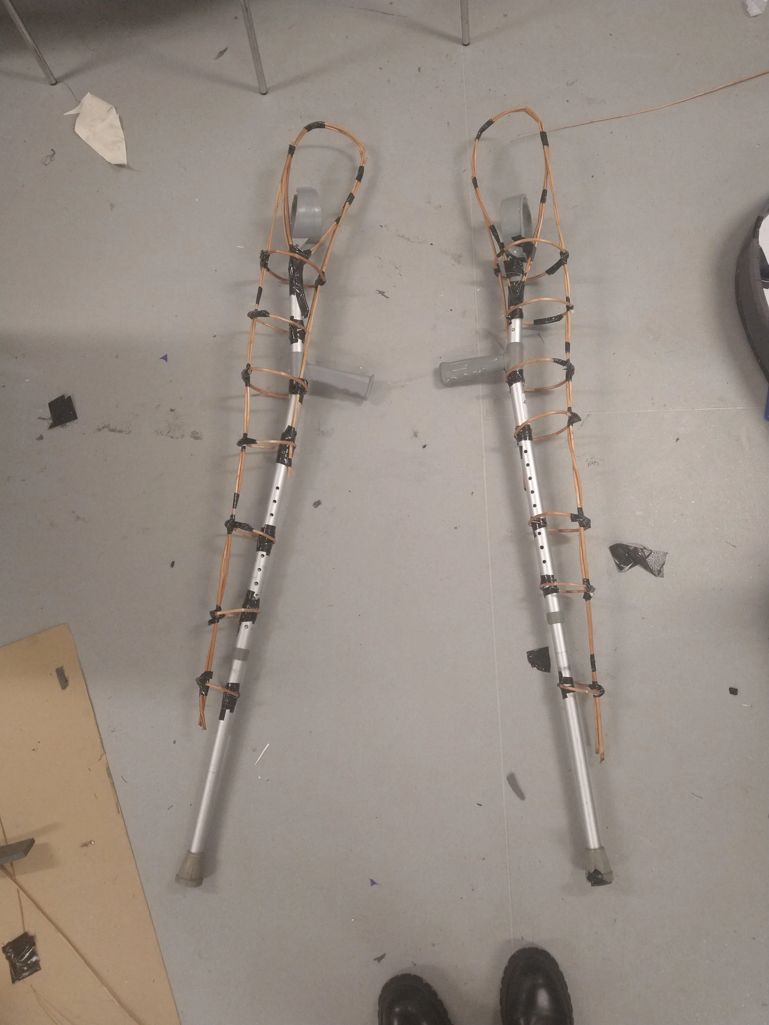 Leg structures built around crutches