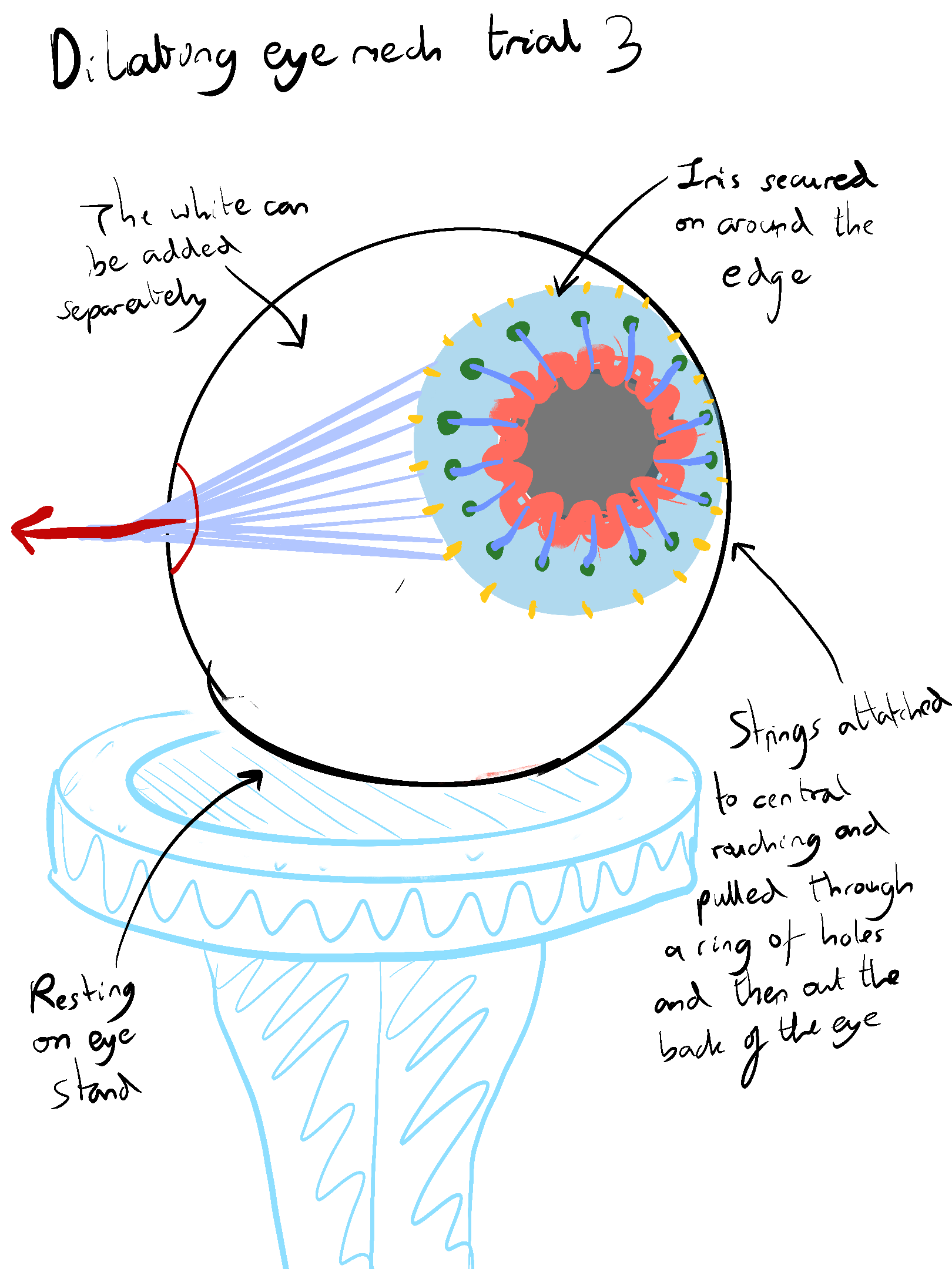 Designing dilating pupil mechanism 