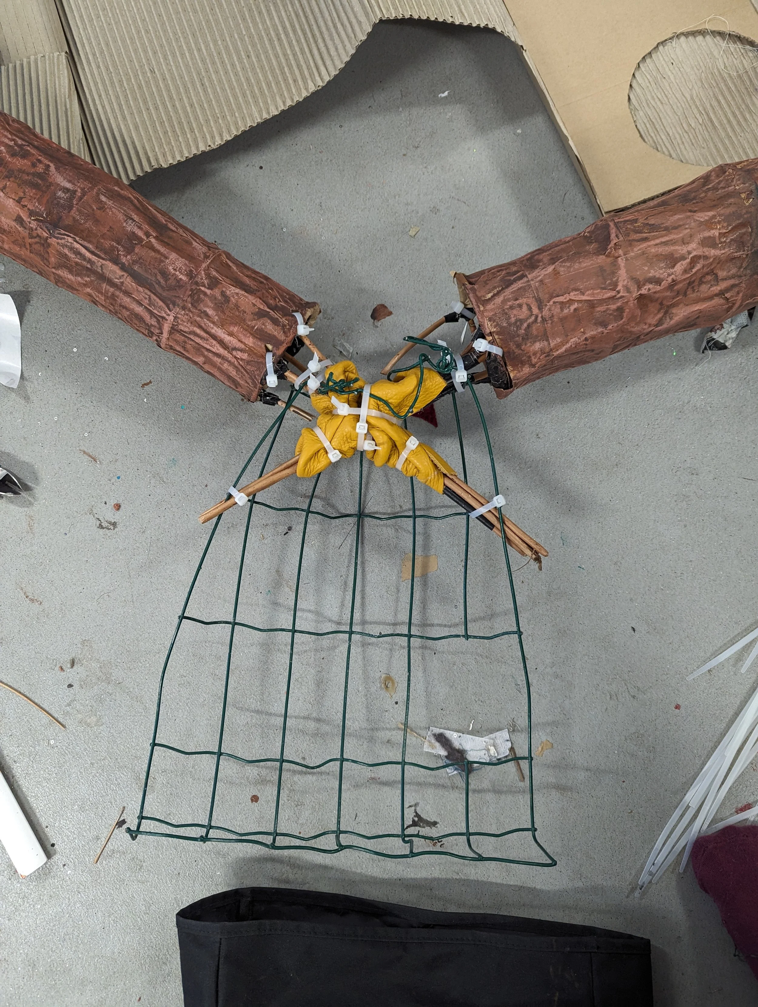 Leather joint and backpack cage