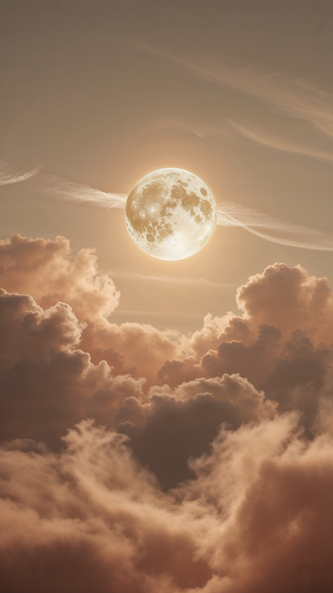 Der Himmel mit Wolken und dem Vollmond in der Nacht.