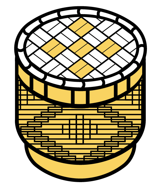 Stylized digital illustration of a smiling face with geometric shapes and patterns, resembling a pixelated or maze-like design.