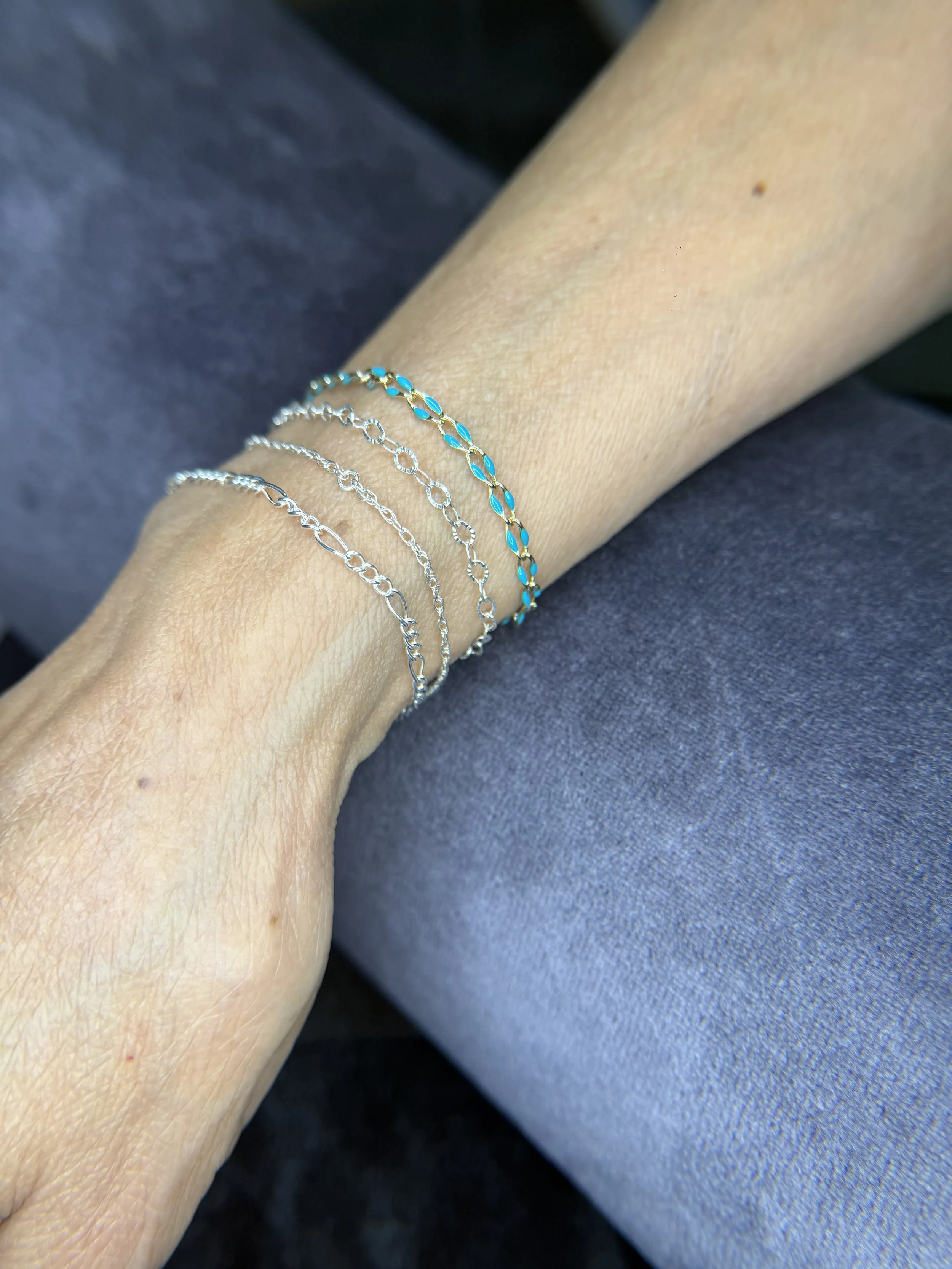 Permanent jewelry sterling silver bracelet stack