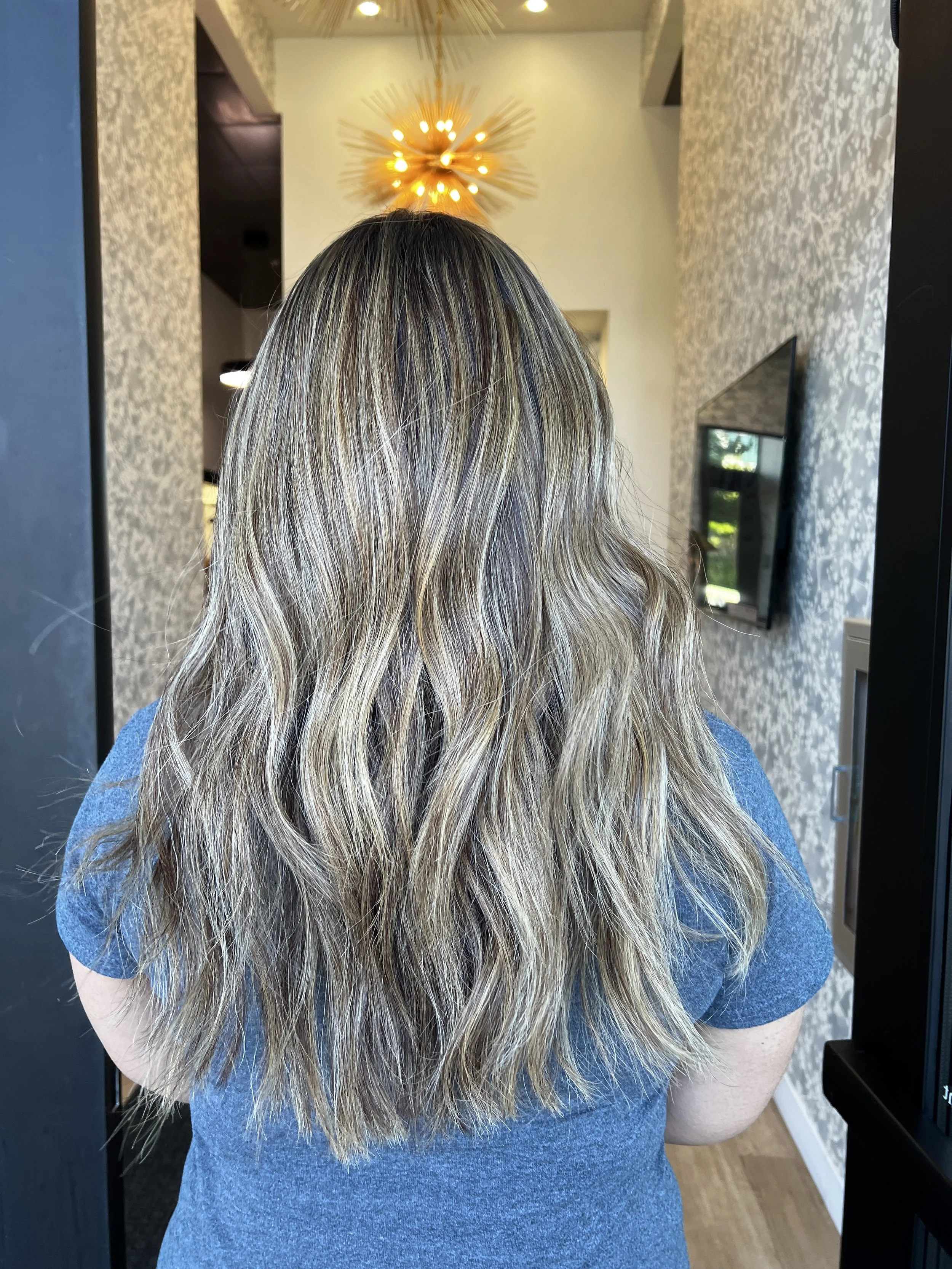 Dimensional blonde on naturally dark hair