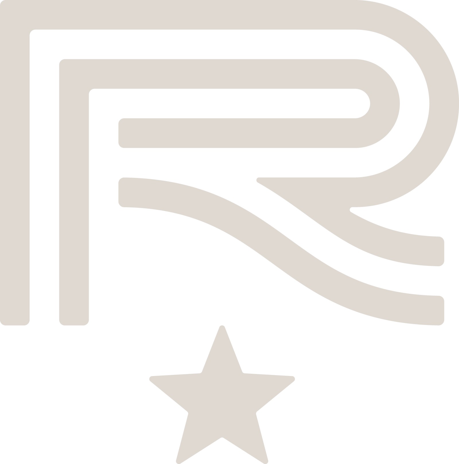 Black and white icon of a paper with a star on it.