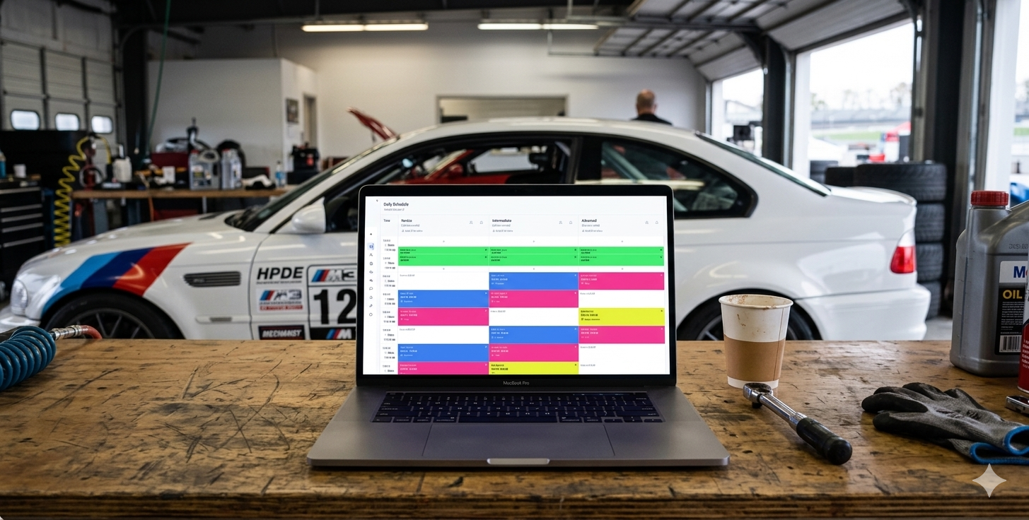 Drag and drop scheduler grid in action in the garage