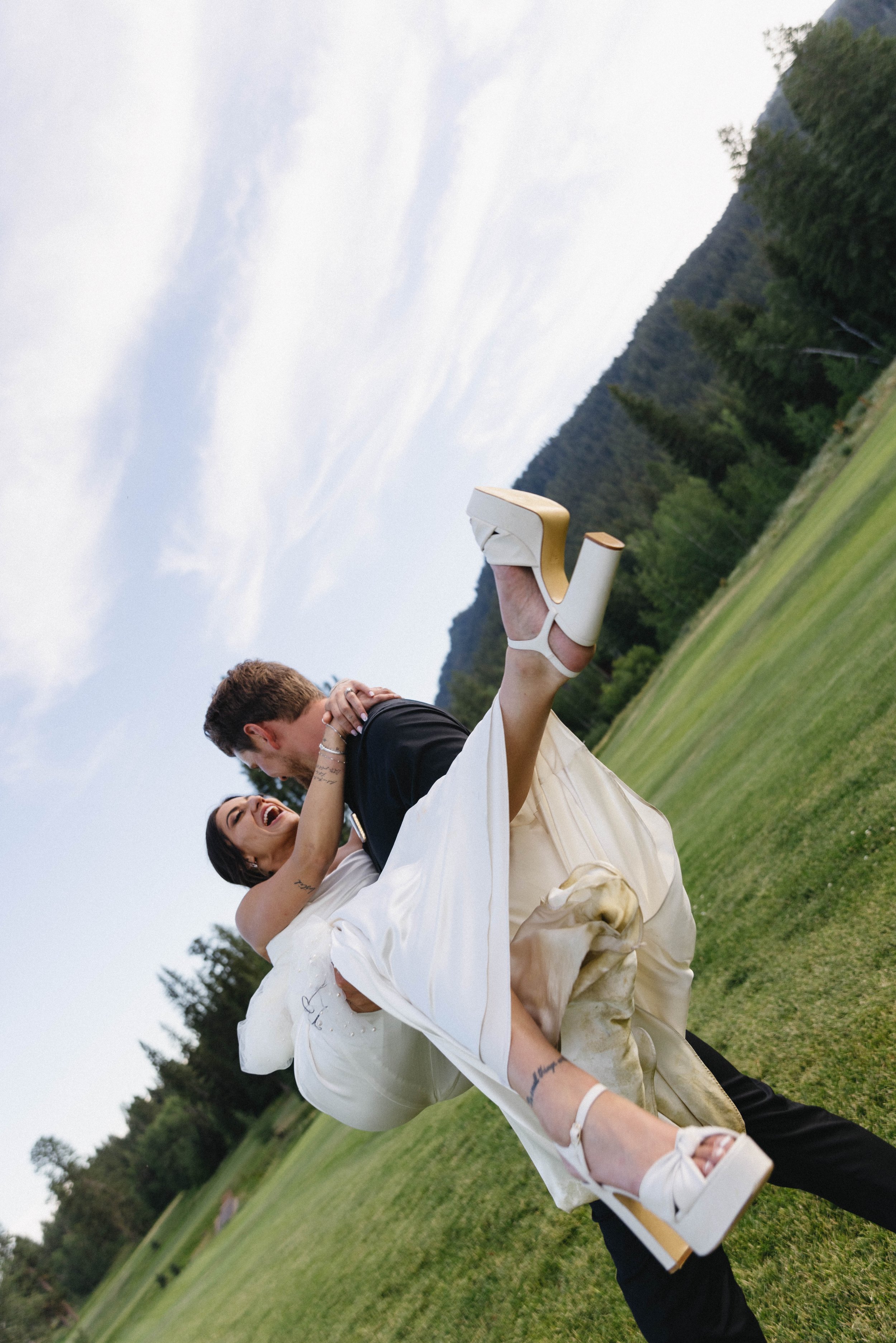 Unique couple wedding portrait at Tamarack Idaho
