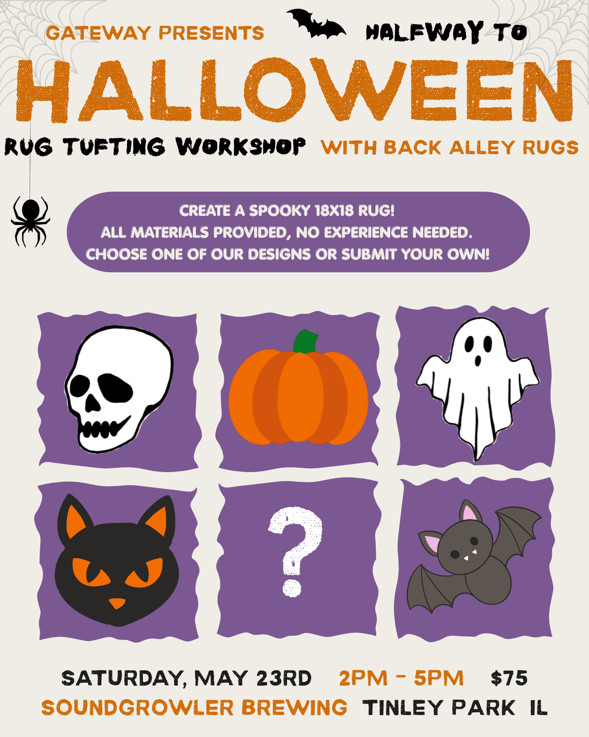 Halfway to Halloween Rug Tufting Workshop!