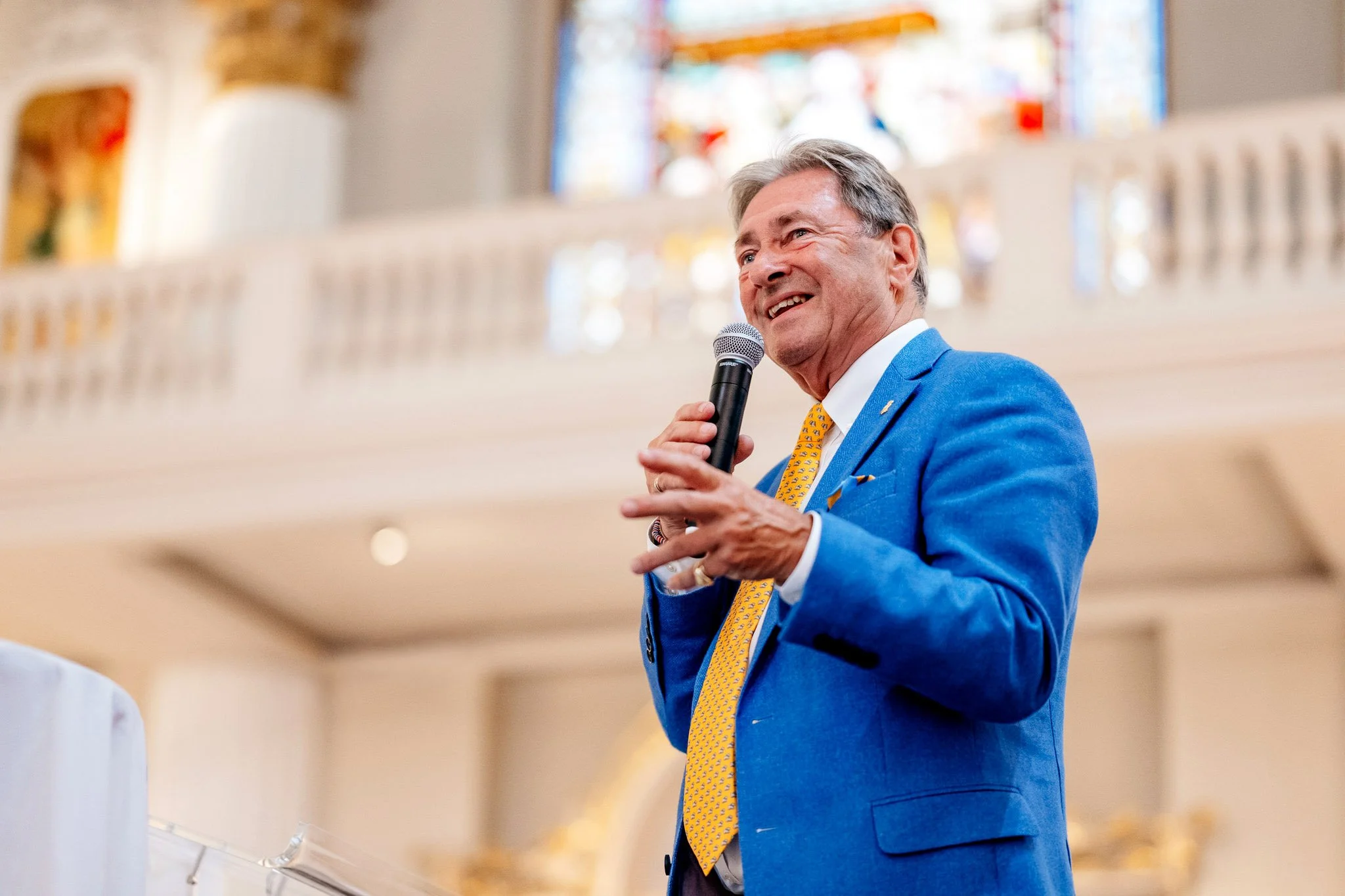 Alan Titchmarsh at Treloars Afternoon Tea at Mansion House London. Captured by James Bridle 2024.