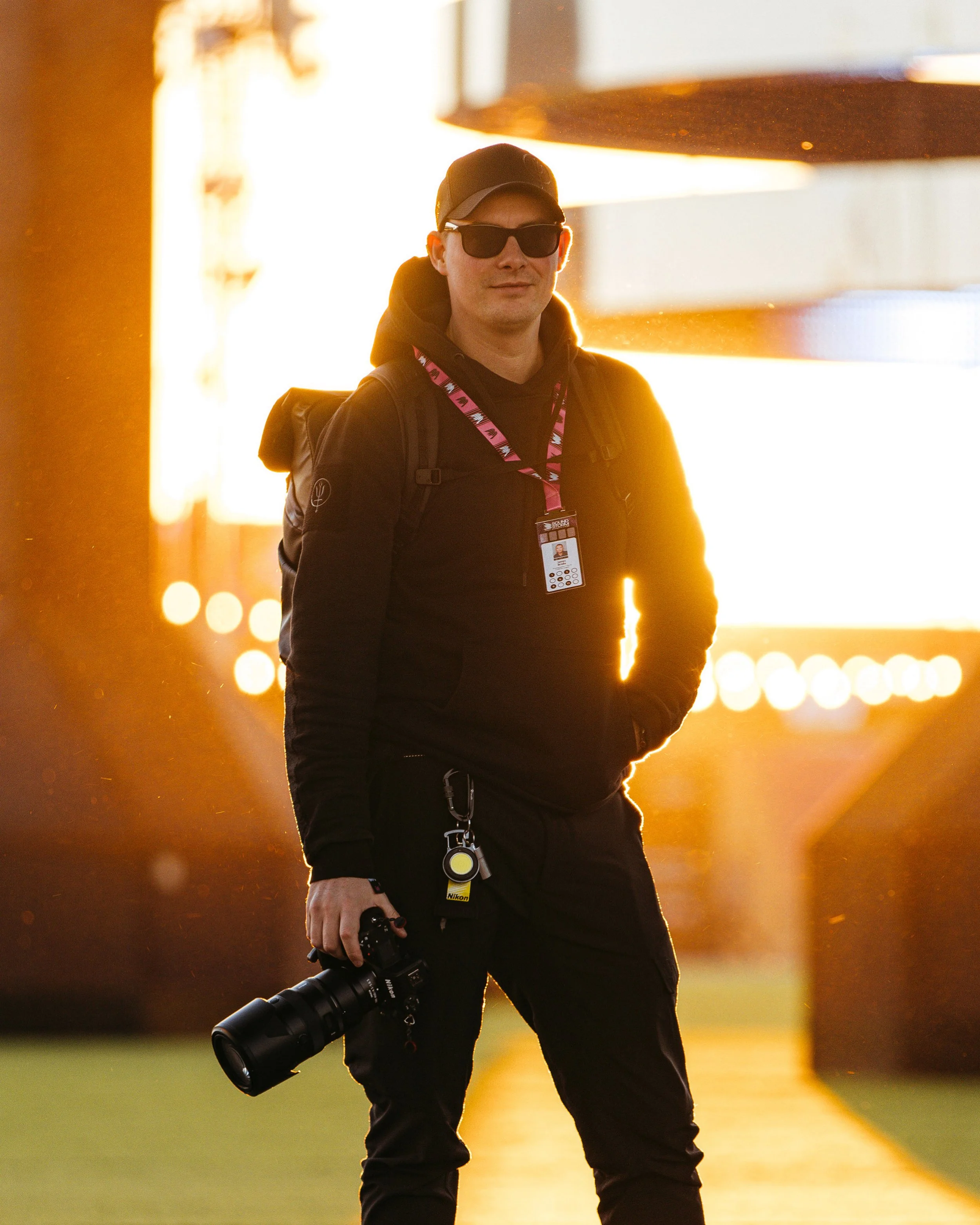 Showing James Bridle Music Photographer in the sunset at MDL Beast Saudi Arabia