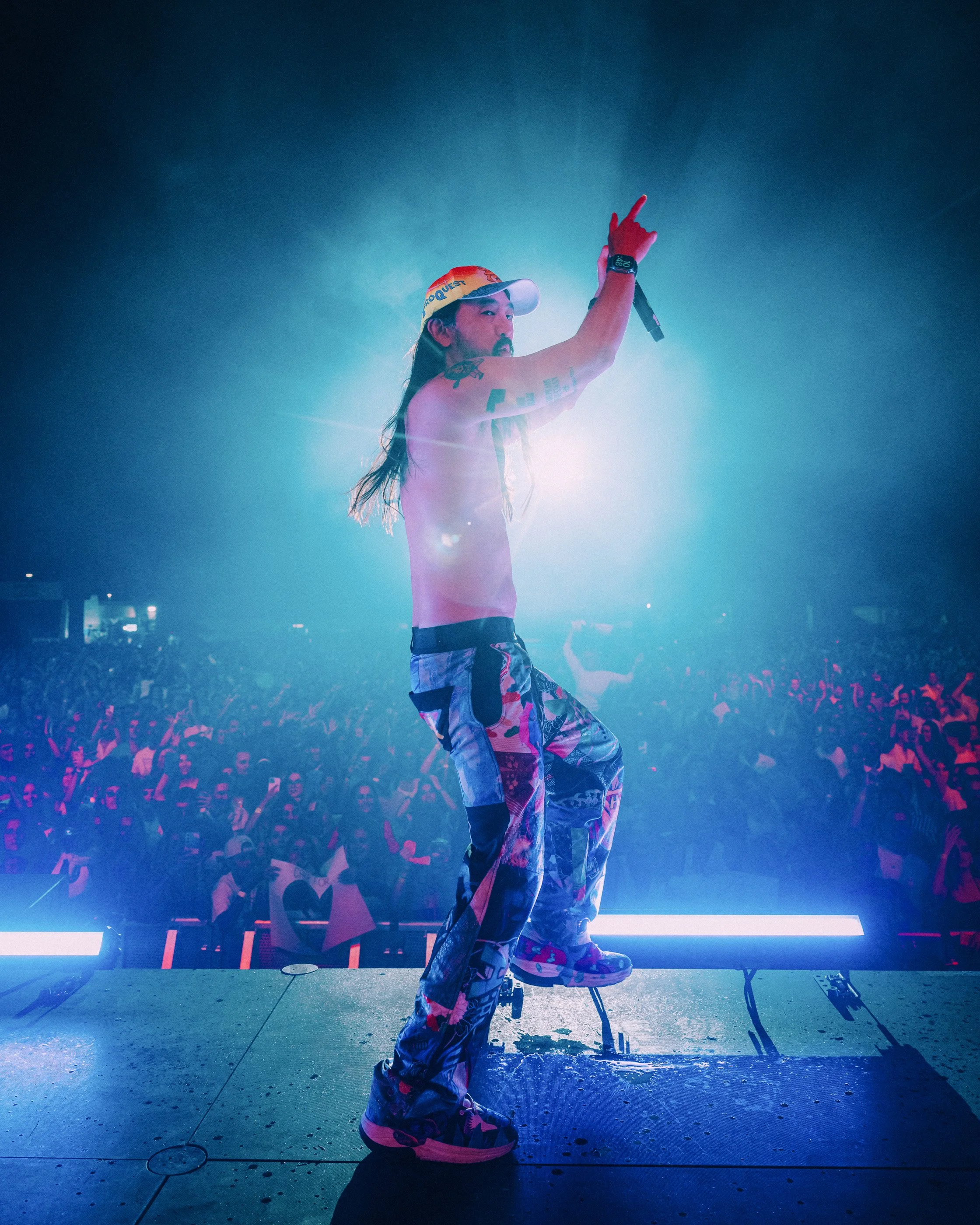 Steve Aoki Performing in Lanzarote, Canary Islands taken by James Bridle on Tour