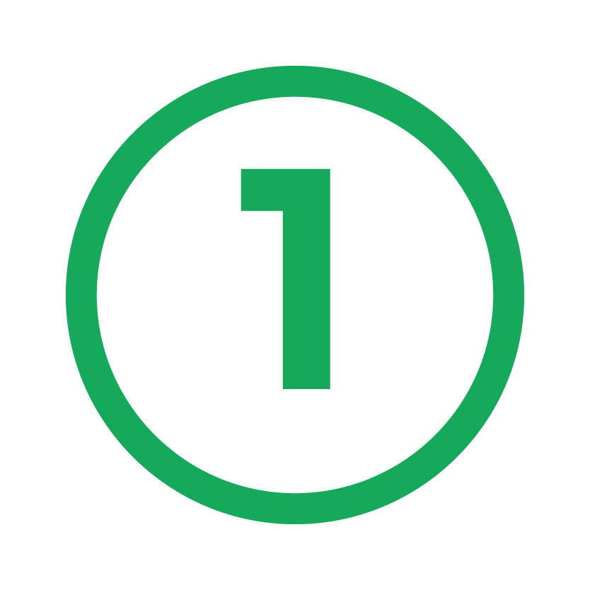 Green number 1 inside a circle on a black background.