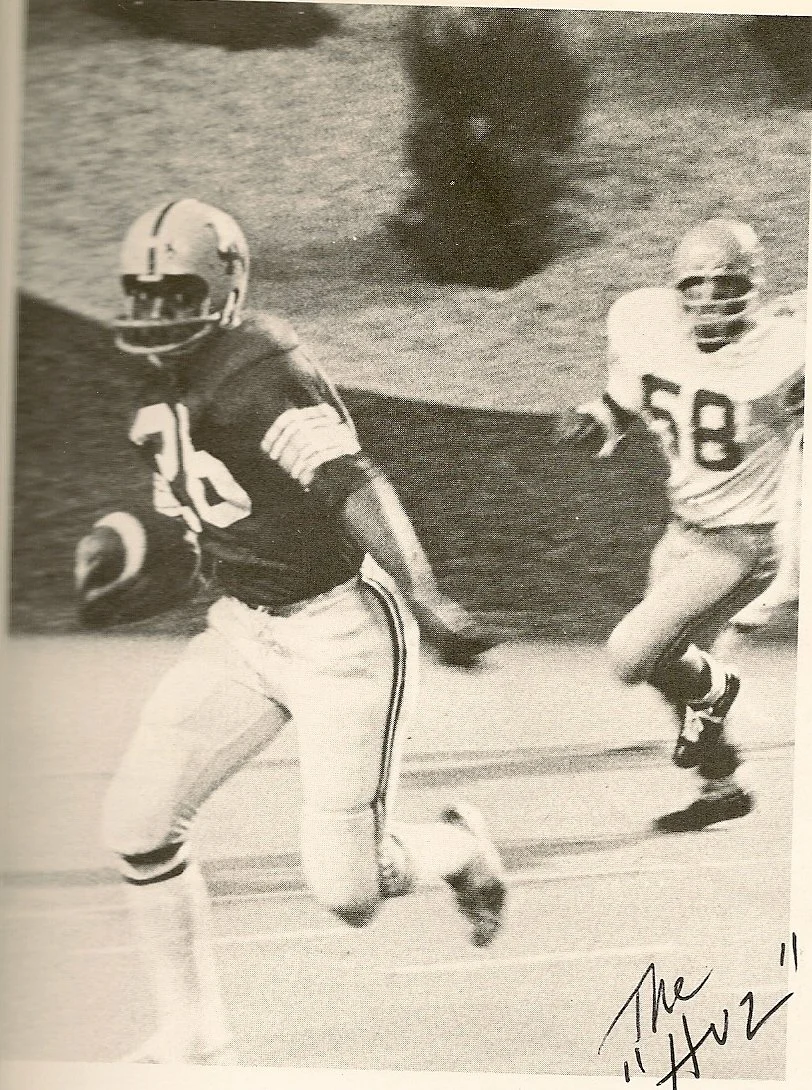 Ron playing college football