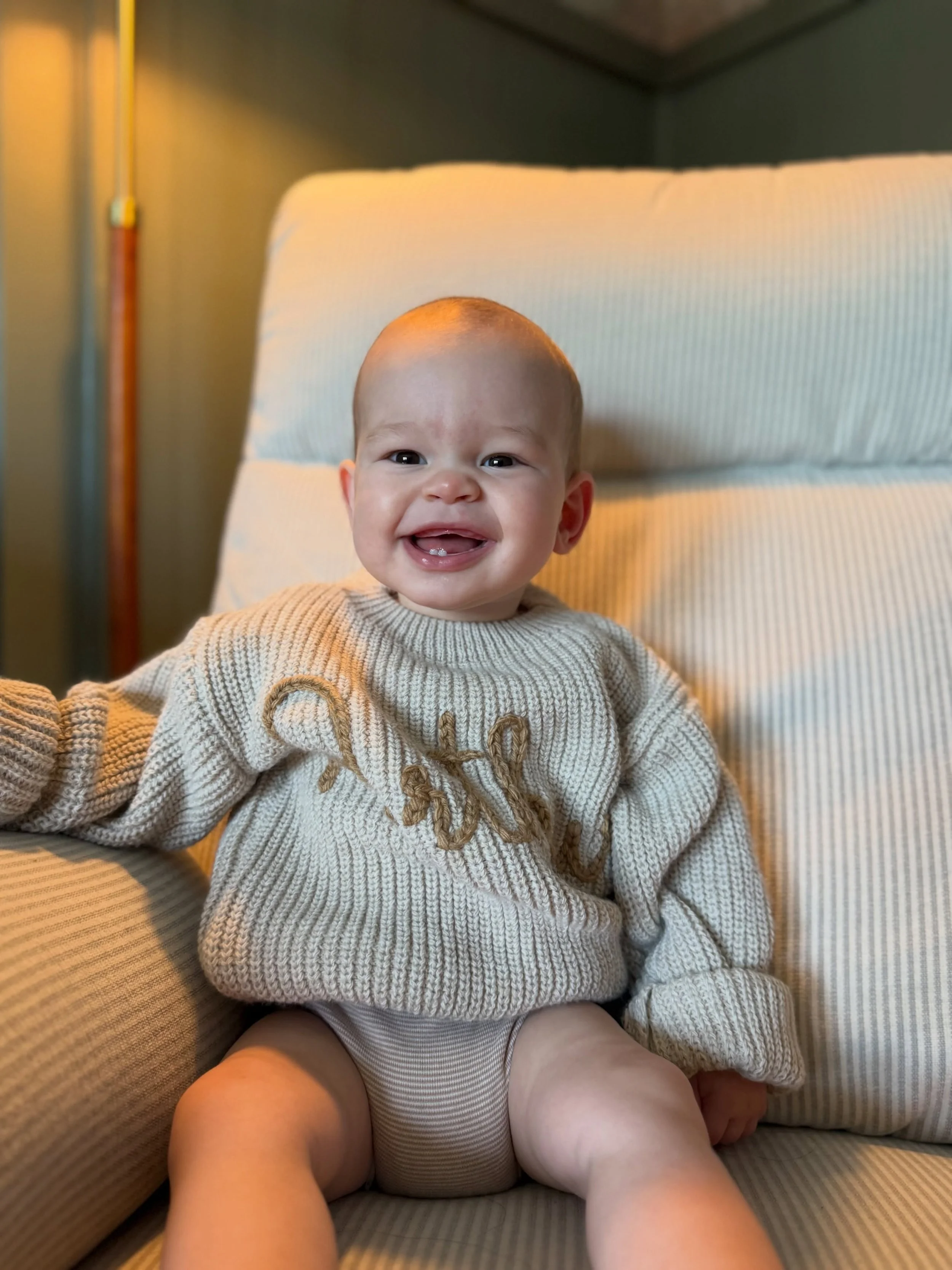 I pause to bring you grandbaby Arthur&rsquo;s smile!

He has his momma&rsquo;s smile and it gets me every time.

He&rsquo;s eleven months old and he&rsquo;s the worlds worst napper and sleeper but he has the happiest temperament, so it&rsquo;s okay.
