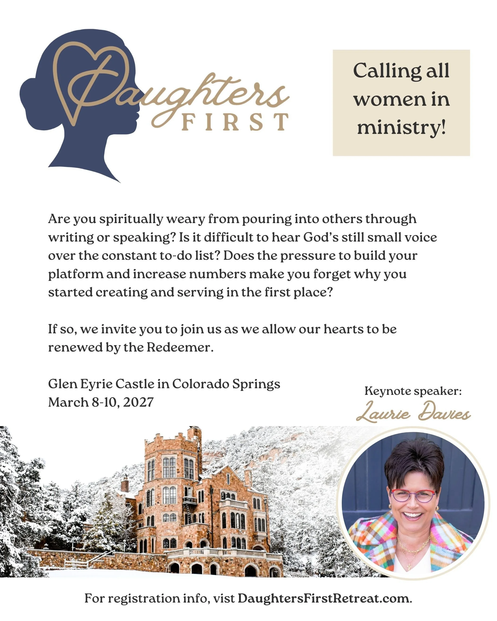 Have I got a treat for you.

Imagine yourself tucked away in beautiful Colorado Springs attending a women&rsquo;s retreat held in a castle! I know! It&rsquo;s a for-real castle!! ( Keep scrolling through the photos)

This retreat is for any ministry 