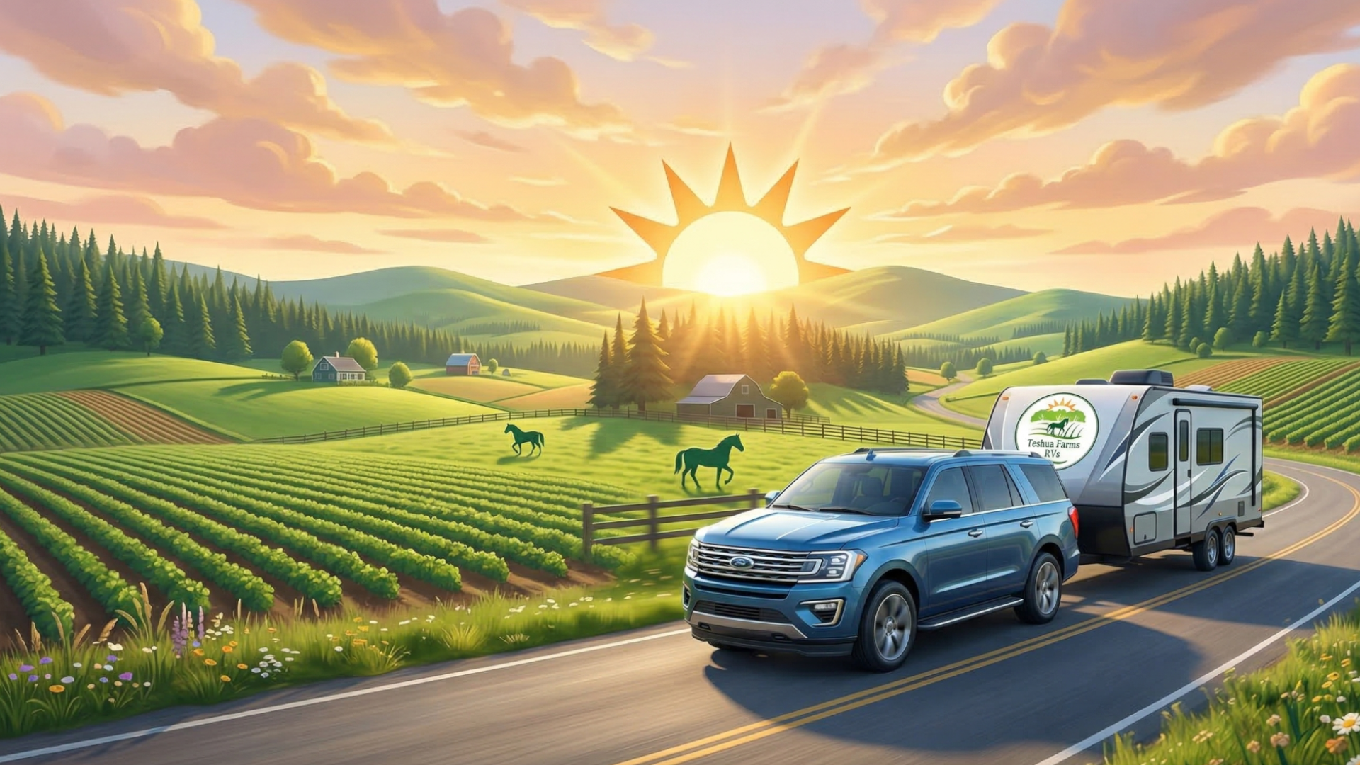 Travel trailer bunkhouse RV rental being delivered by Teshua Farms RVs in Alabama