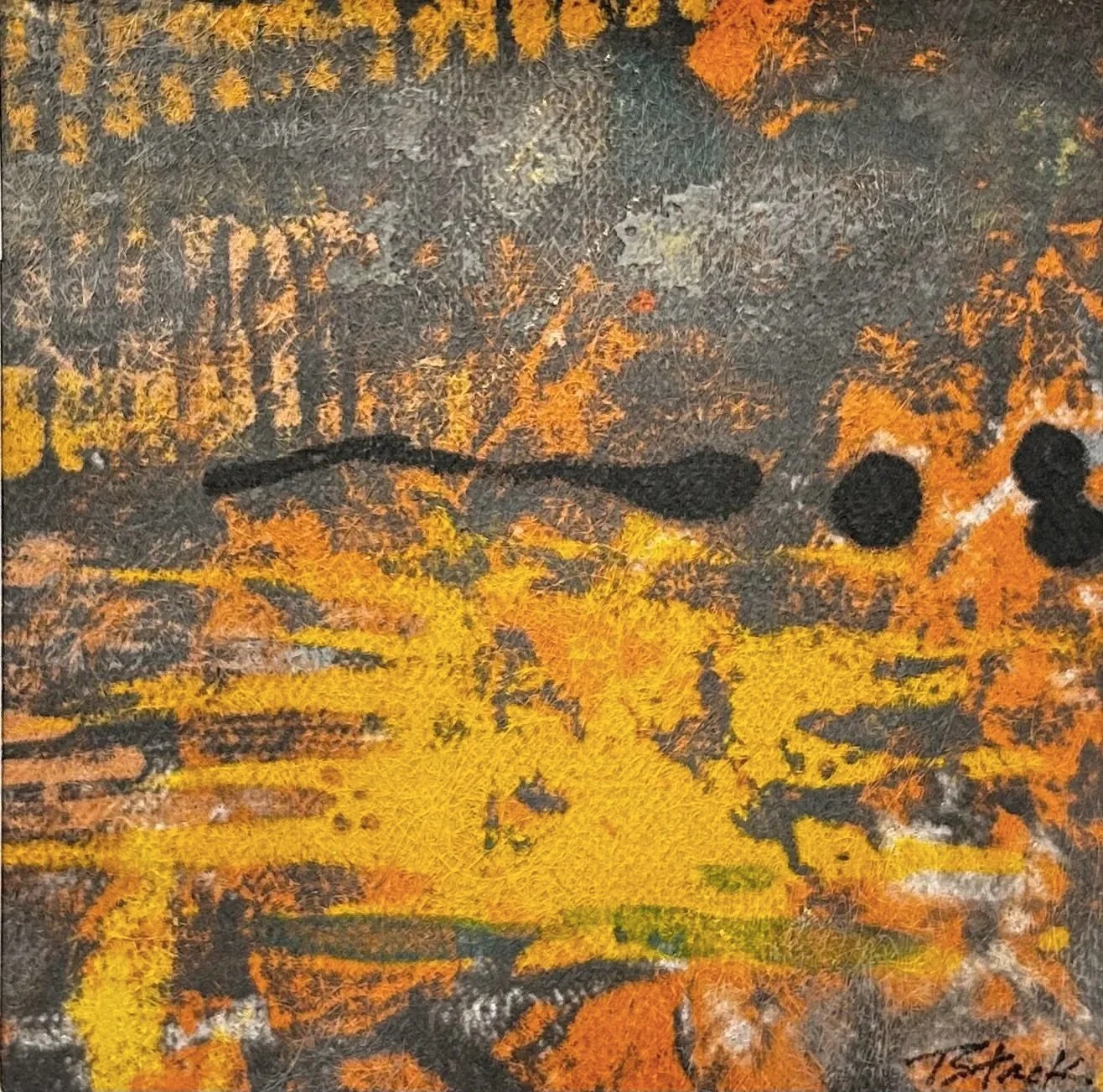 "Iceland I" Clay Monoprint, 5 x 5