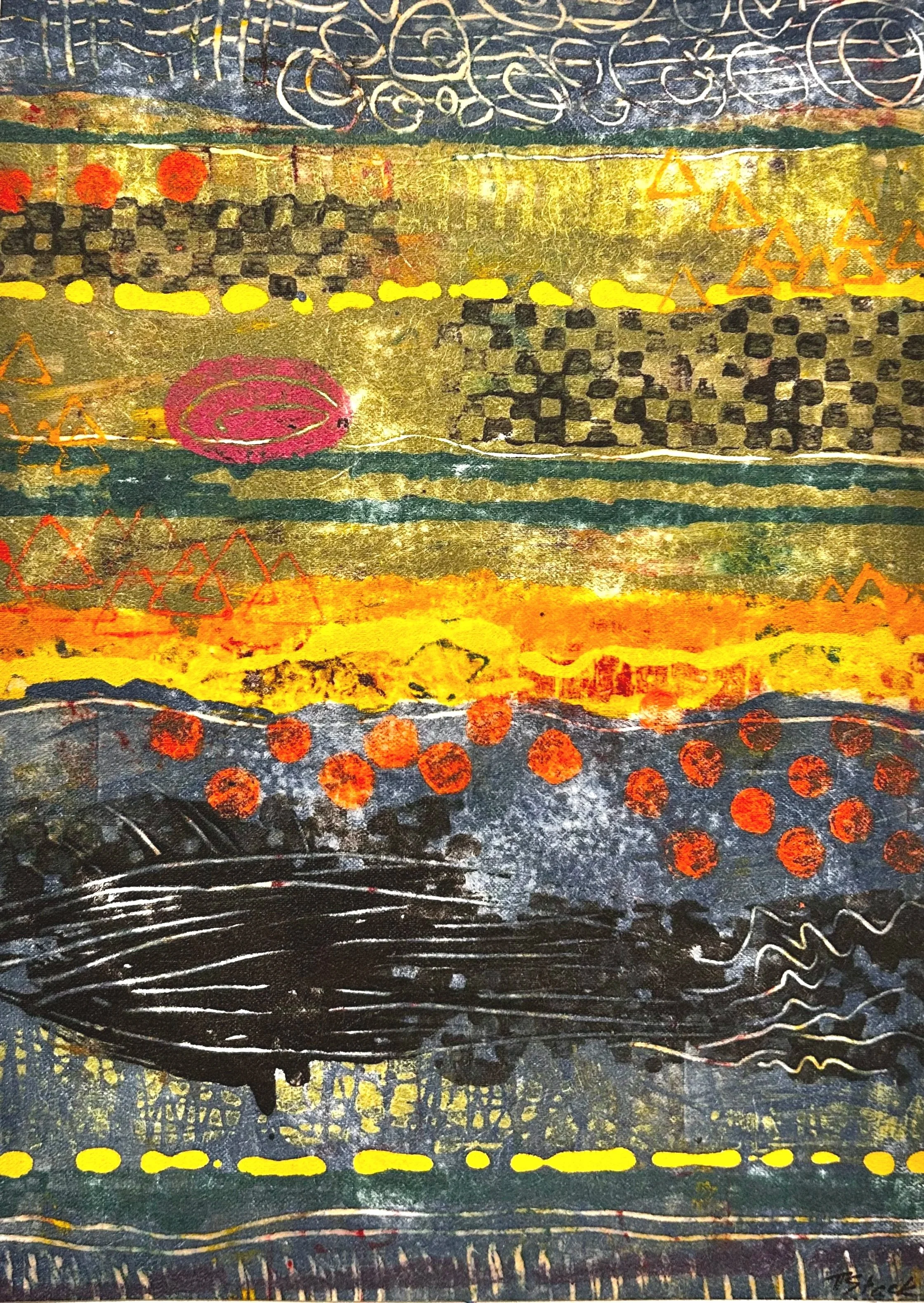 "Strata with Signals"
Clay Monoprint 2025,
13 x 17.5,
(SOLD)