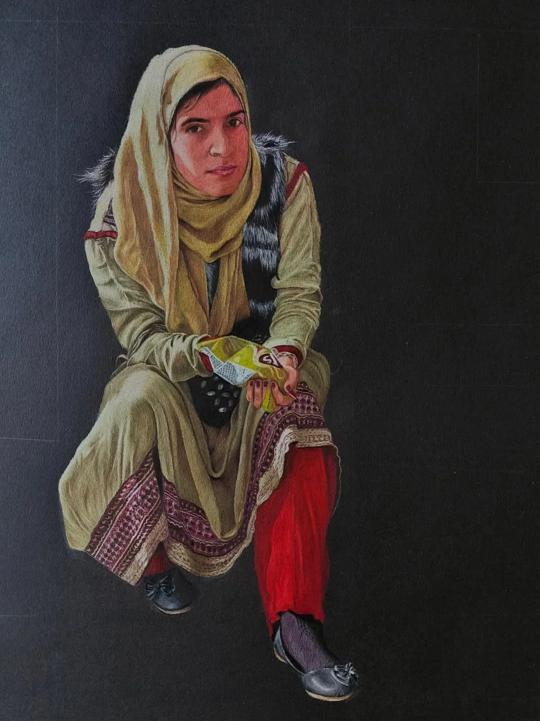 I clicked this photograph seven years ago near Red Fort, Delhi. The painting is eventually going to have three women in it. This is the first - it's taken me about 25 hours till now. Watch this space for more of this complex piece.
.
.
#contemporarya