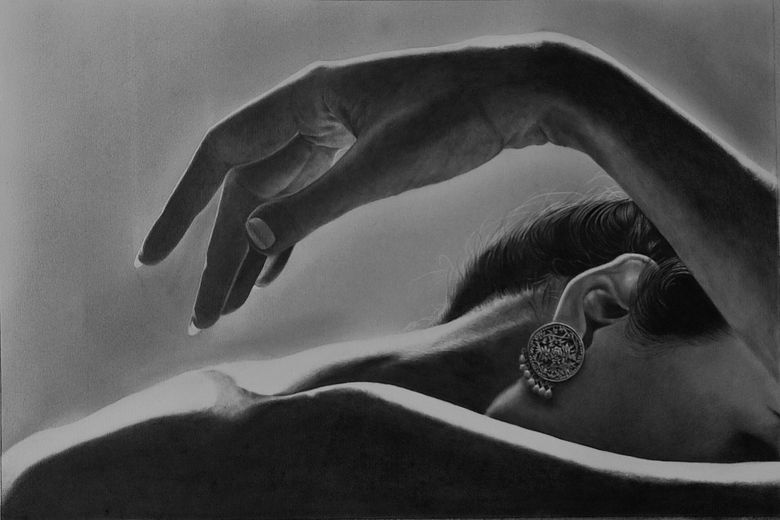 Play of Light with Earring  |  Graphite Pencil  |  27 x 18 inch