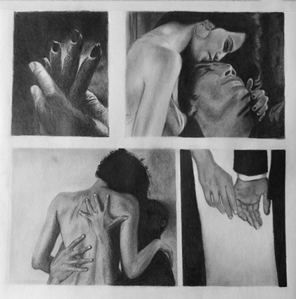 Set of 4  |  Graphite Pencil  |  10 x 10 inch