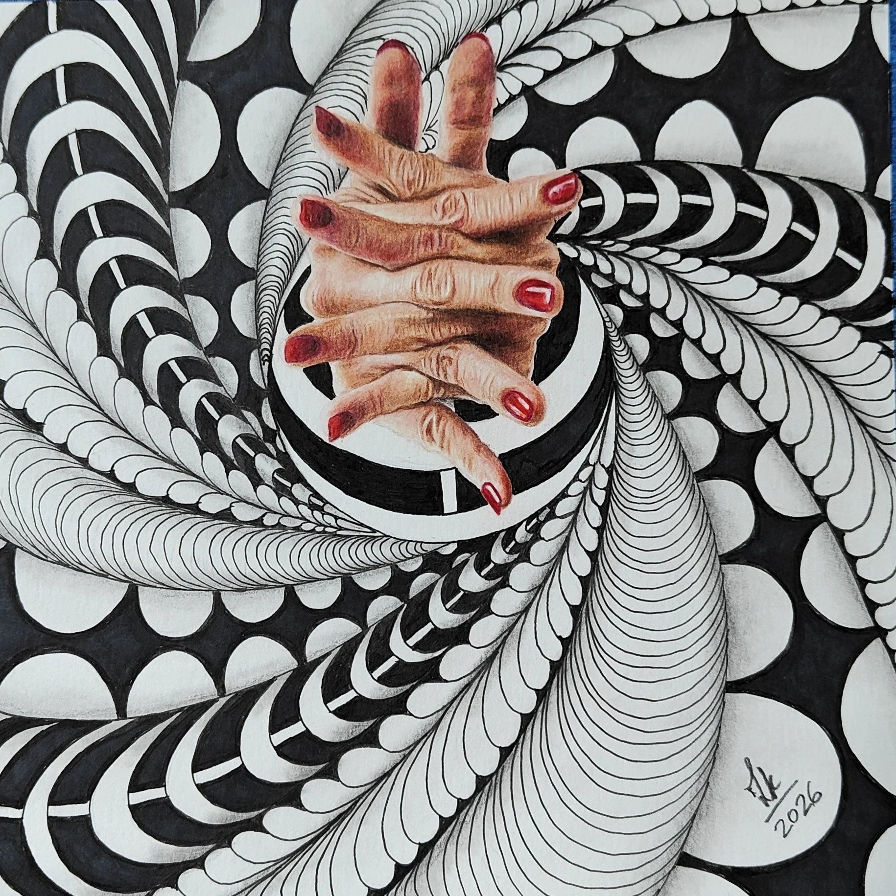 Color Pencils & Pen  |  8 x 8 inch