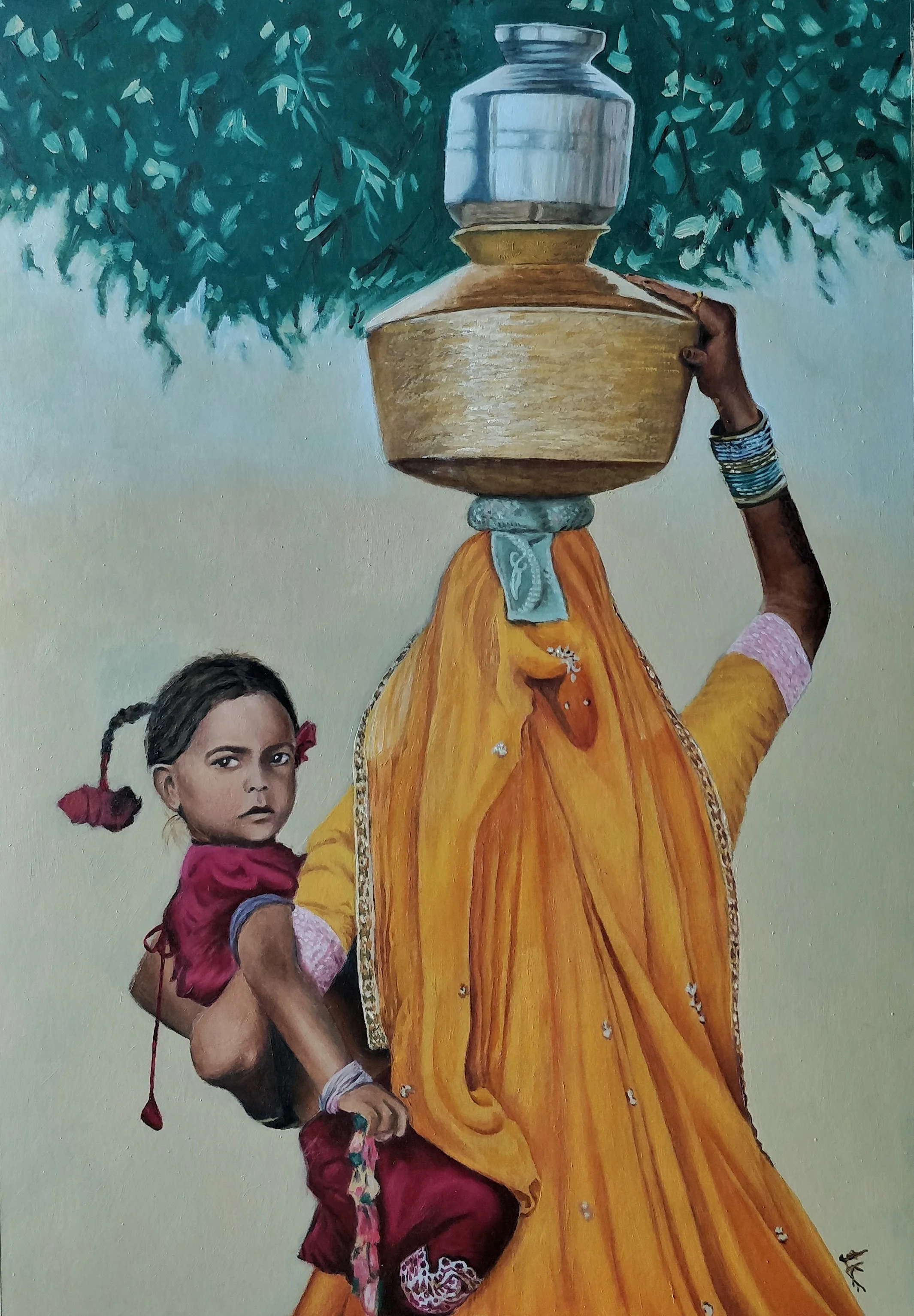 Mother & Child  |  Oil on Paper  |  11 x 16 inch