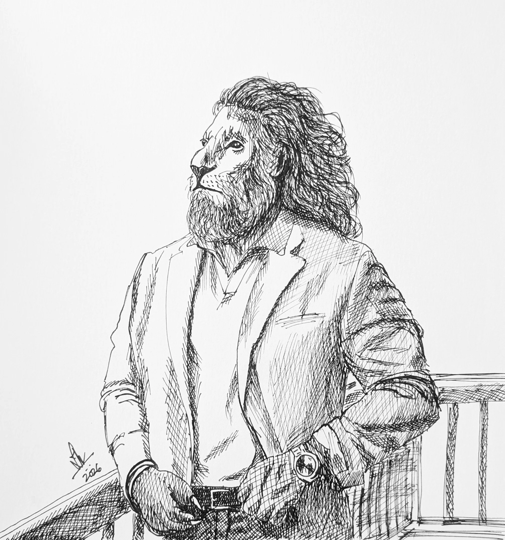 HH The Lion  |  Ink Pen  |  9 x 10 inch