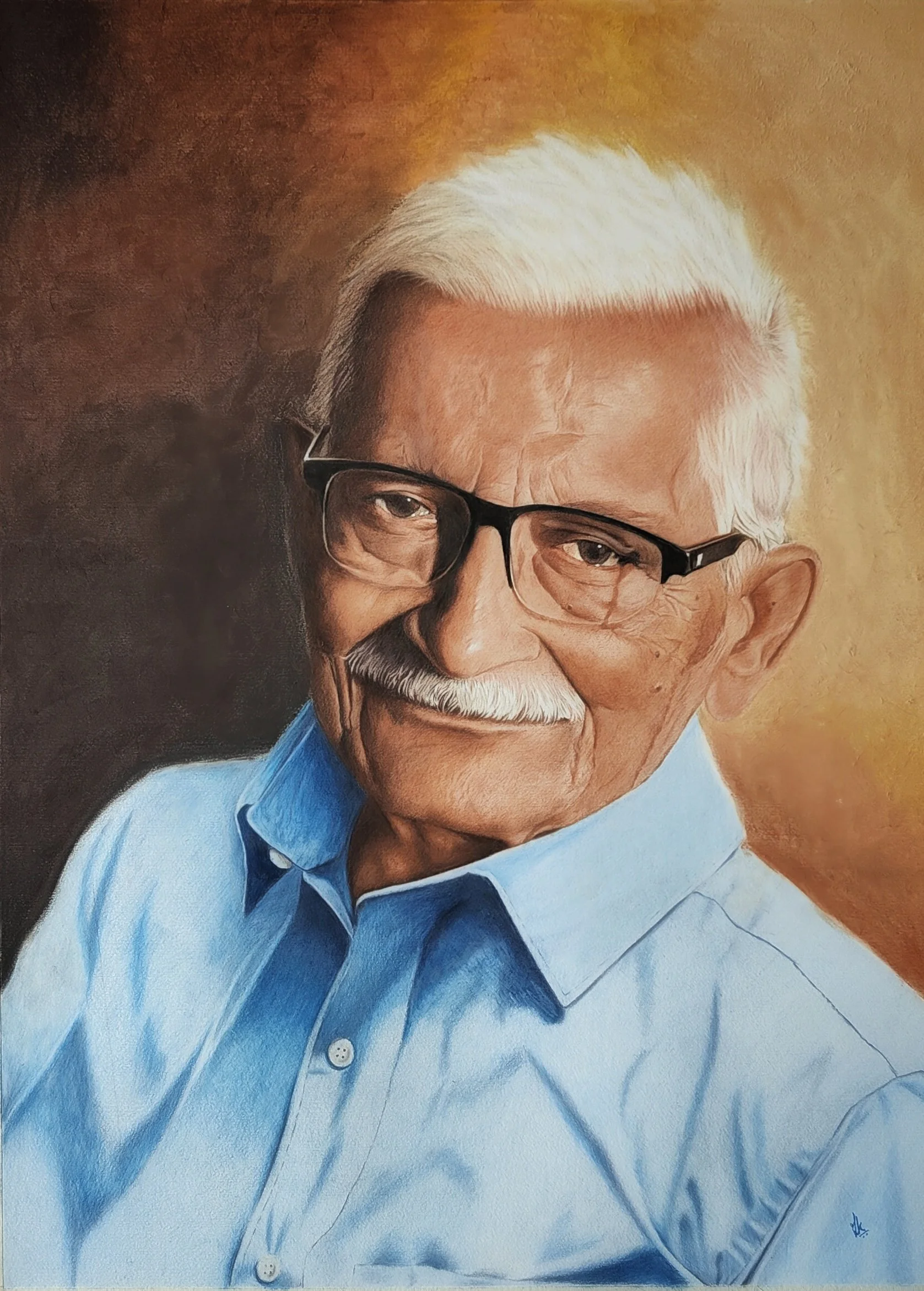 Late Mr. SK Jha  |  Color Pencils & Pastels 