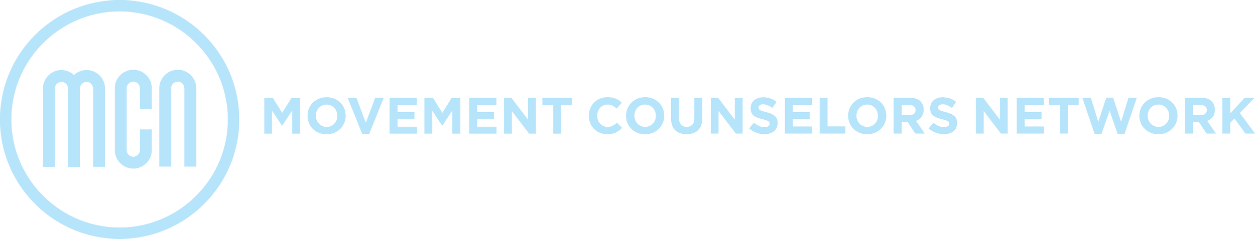 A circle with the letters MCN inside followed by the text: Movement Counselors Network