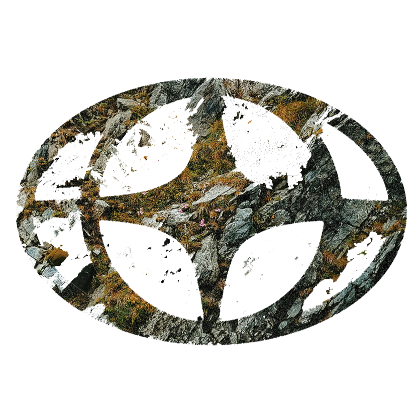 A Superman logo made out of rocks and moss