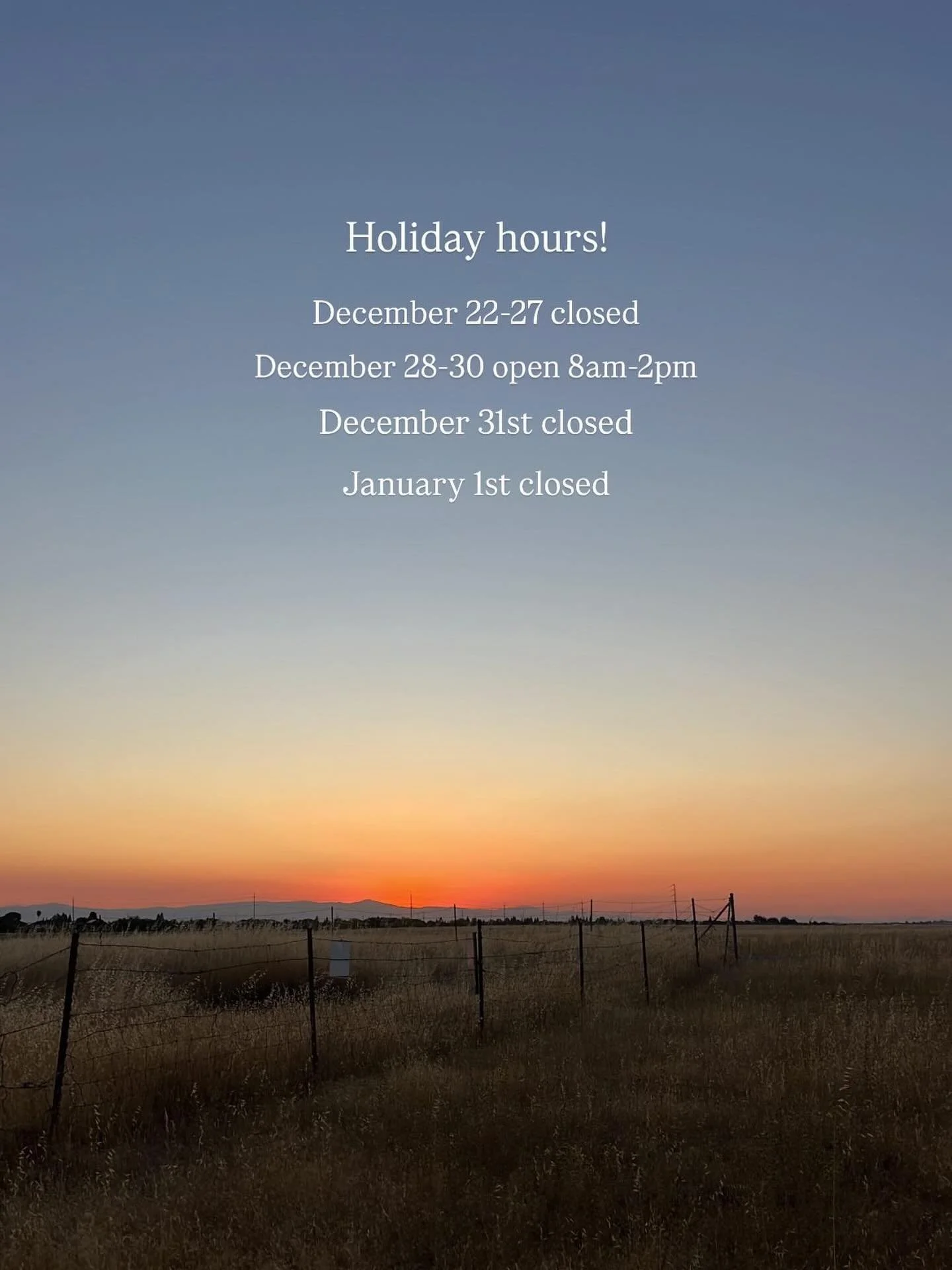 Holiday hours! ❄️☃️