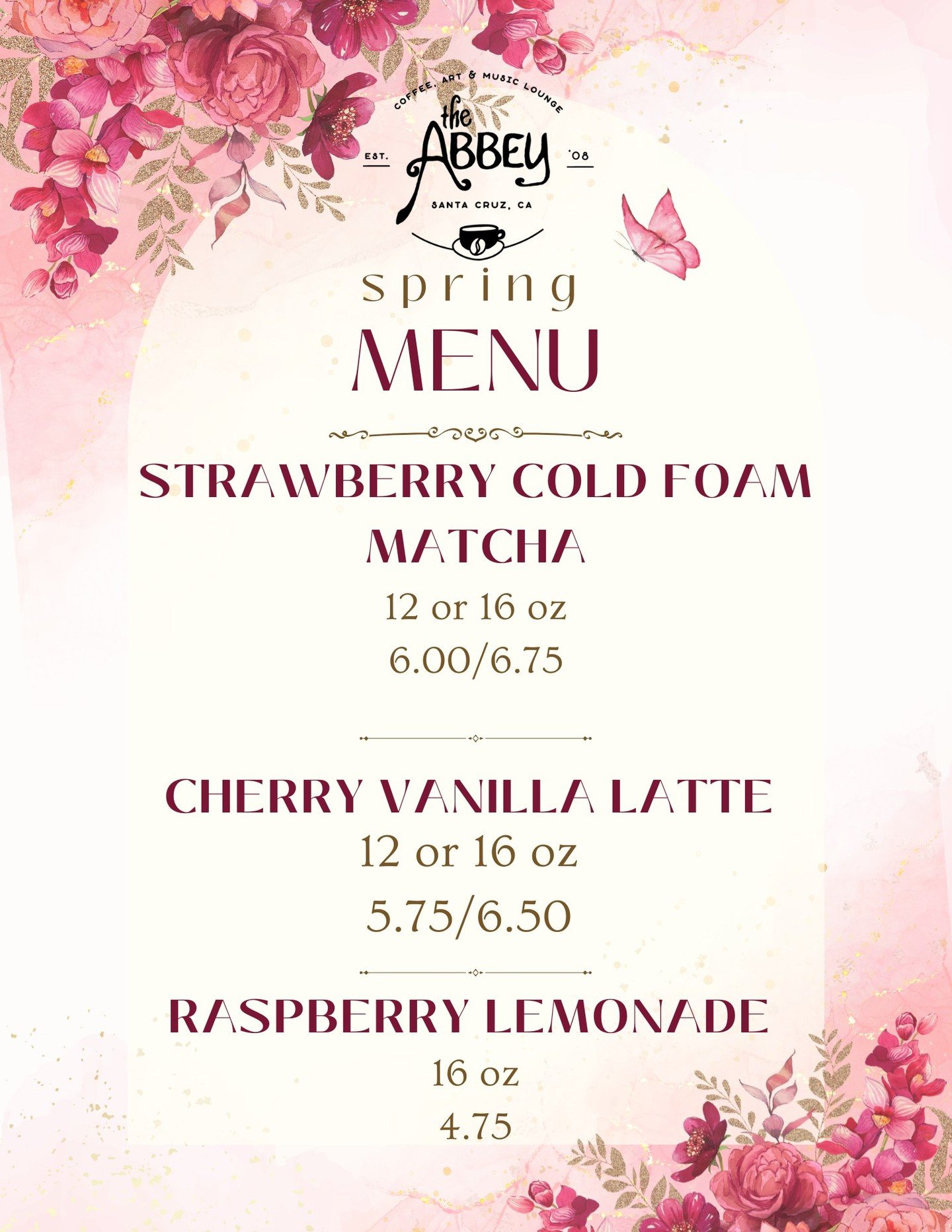 Enjoy our new spring menu to get Spring Quarter off to a sweet start!