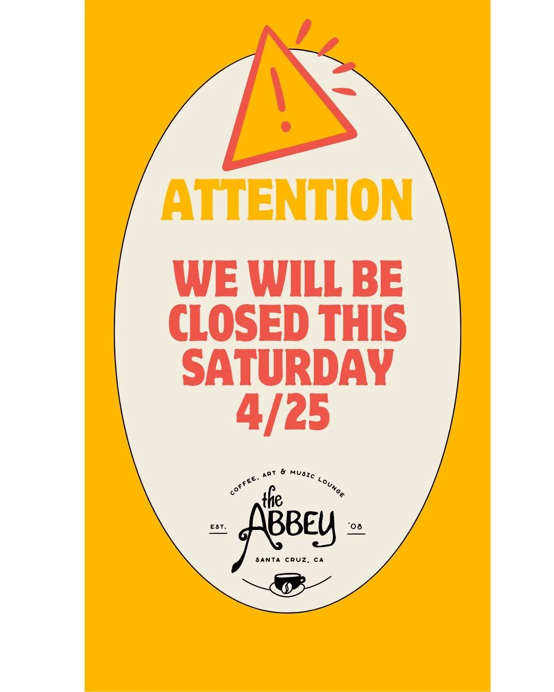 Hey all. Sadly, we won't see you this Saturday. But we look forward to seeing you the rest of this week. And again on Sunday. Thanks for your patience with us!