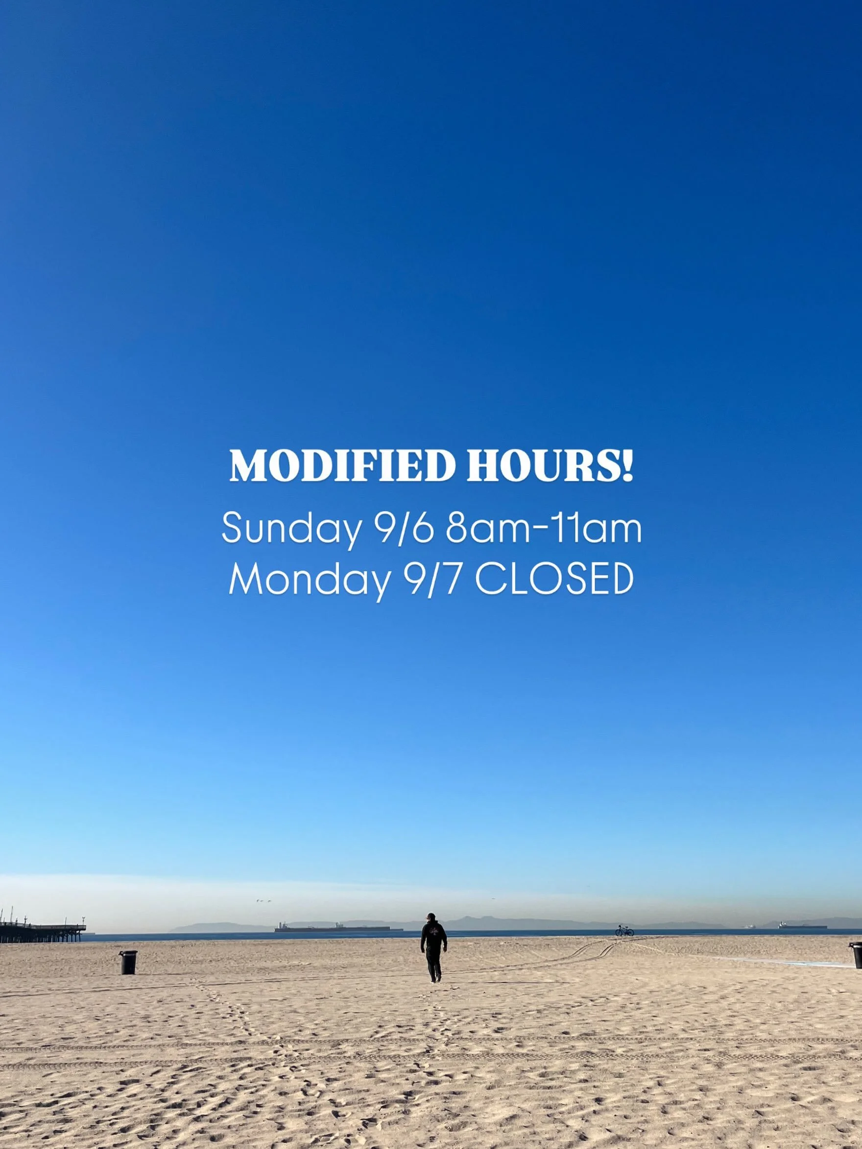 This Sunday 9/6 we will be open 8-11am, Monday 9/7 we will be closed for Labor Day, See you Tuesday!!🤎