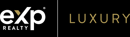 Logo of exp Realty with the word LUXURY in gold letters