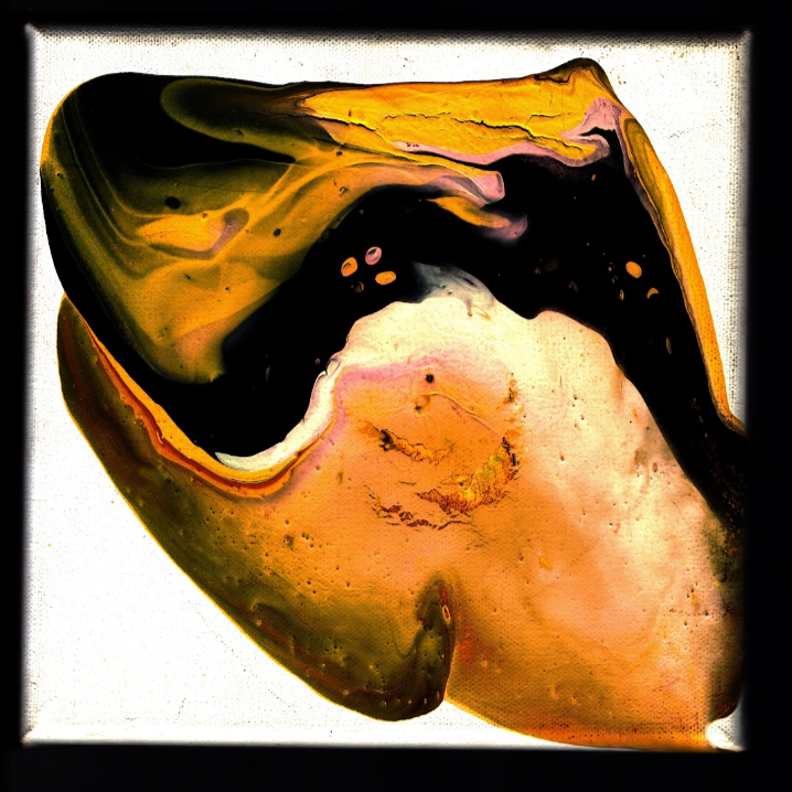 poured acrylic over white canvas