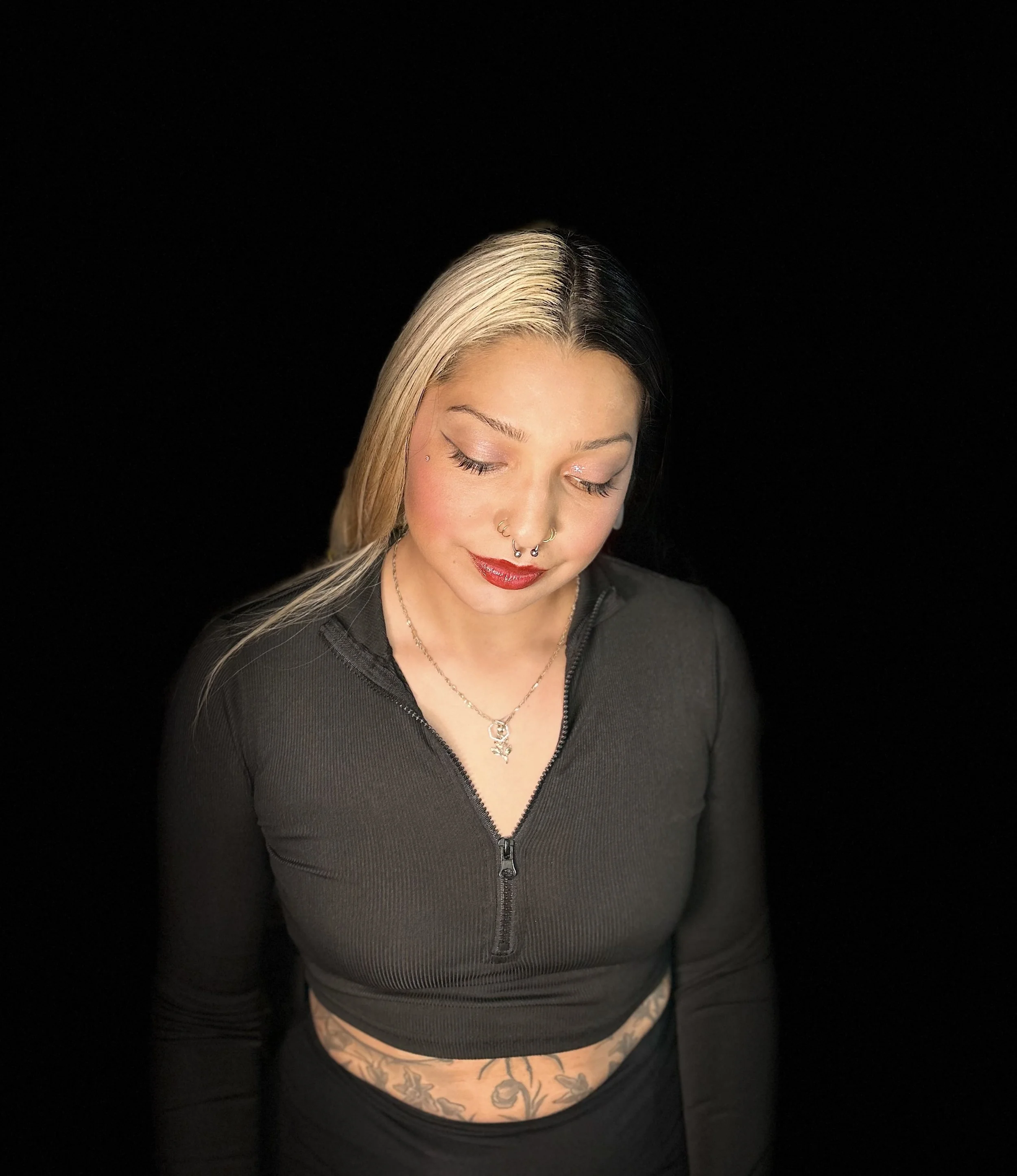 Makeup Application showcasing MODA brushes. Hair straightened
