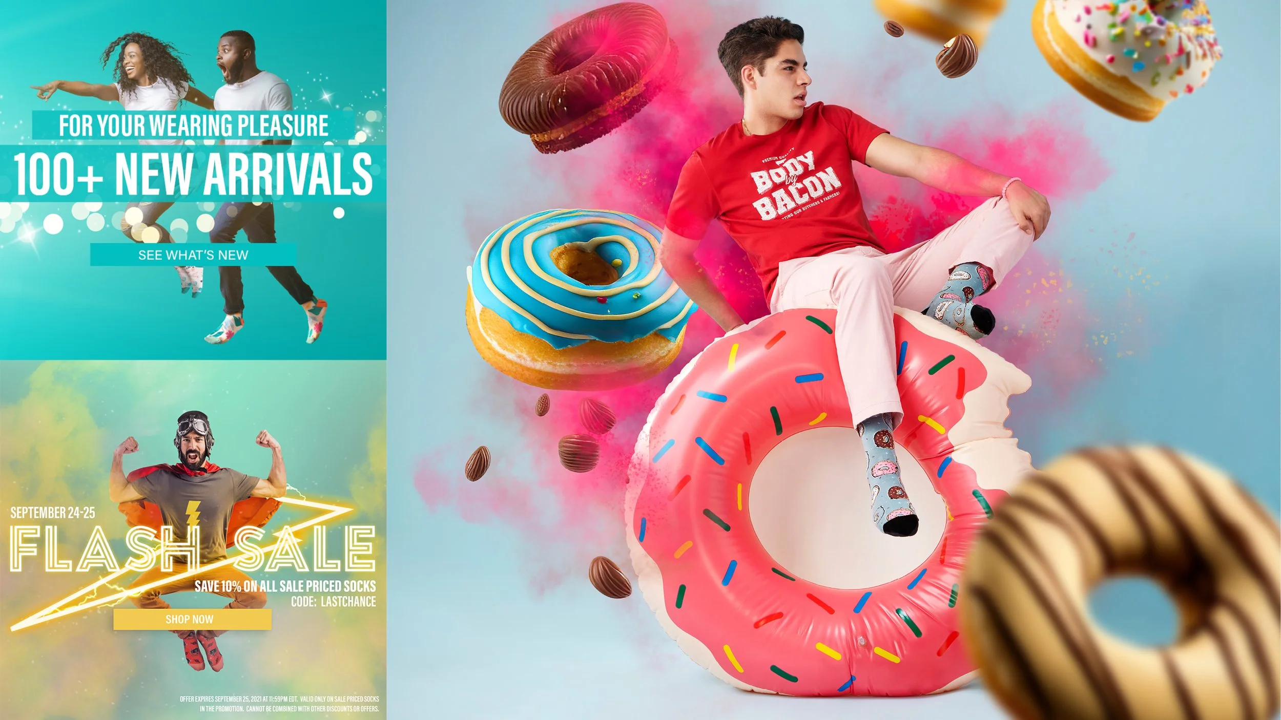 Collage of images for Yo Sox promotions.