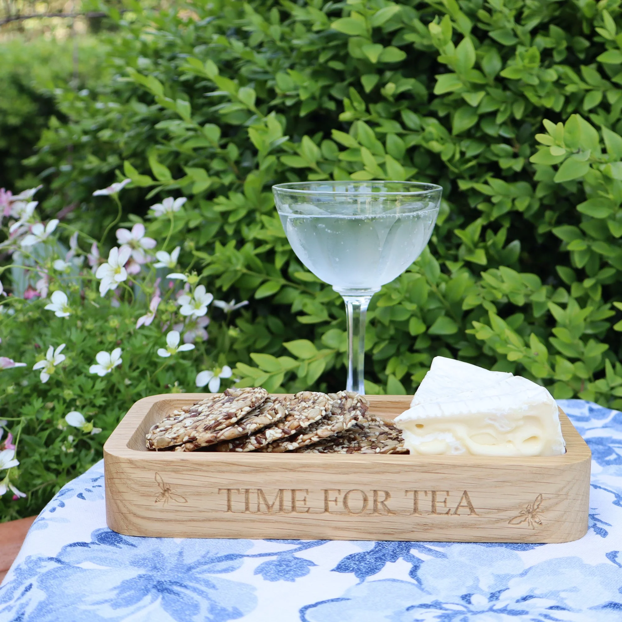 Sustainable Engraved Oak Teatime Tray