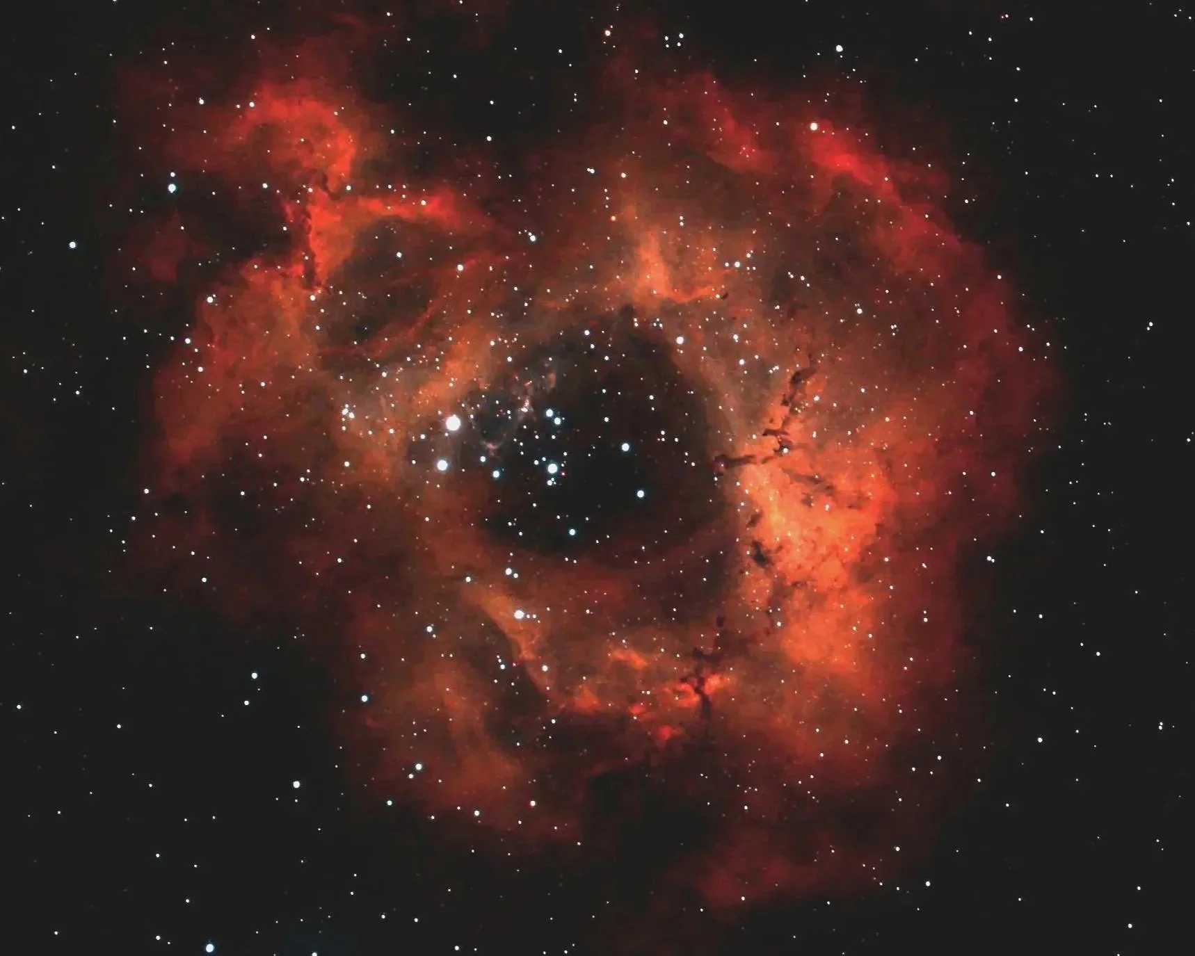 NGC 2237 Rosette Nebula &amp; NGC 2244 Satellite Cluster